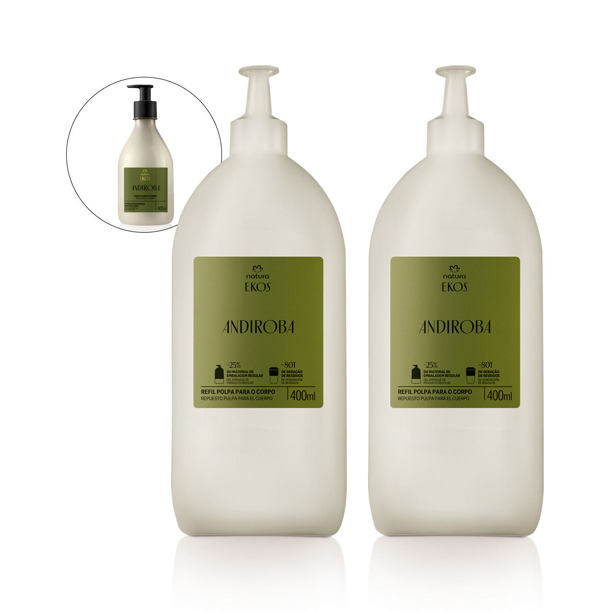 1787432775 109 Kit Refil Creme Desodorante Hidratante Ekos Andiroba