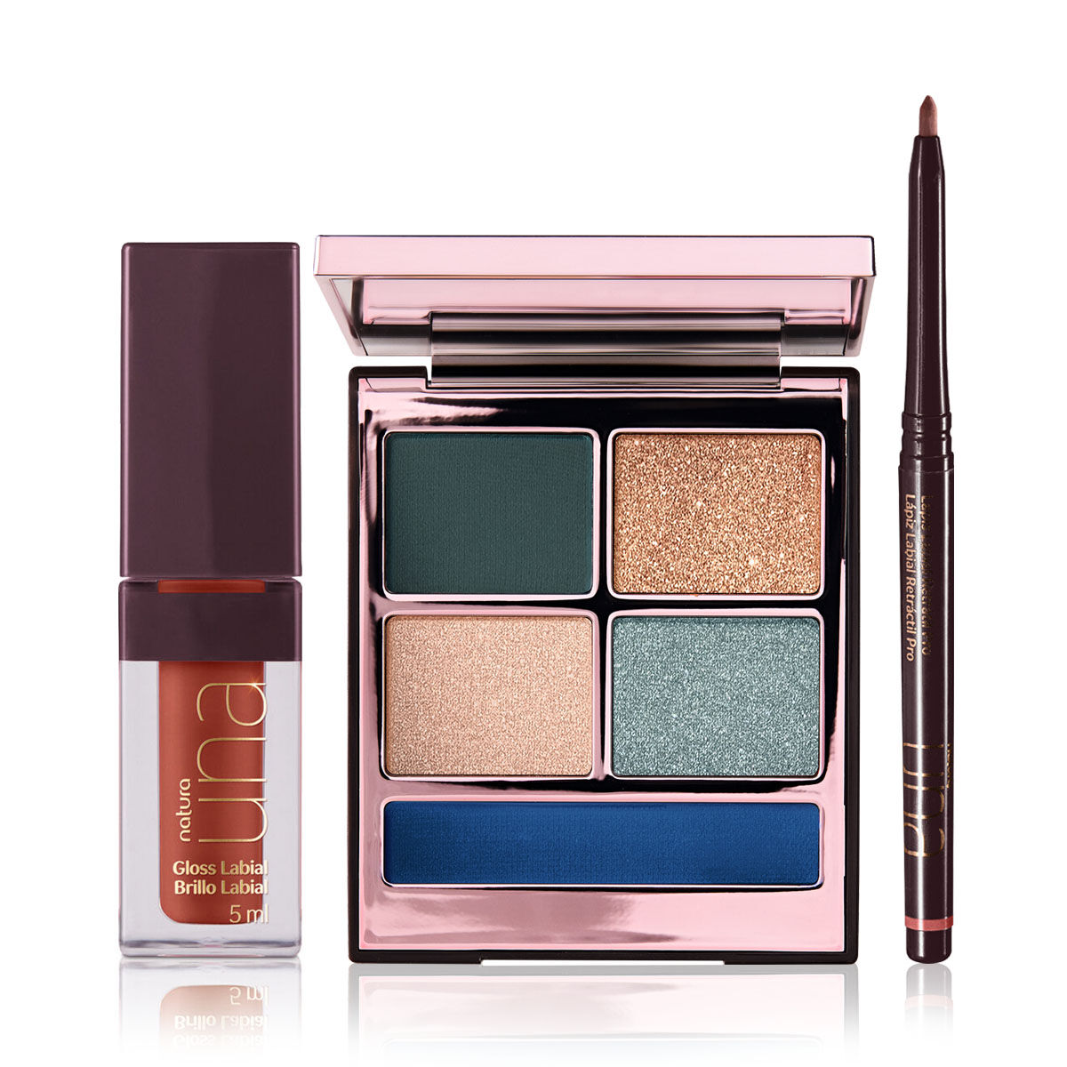 1787565586 257 Kit PRO Palette Lapis Labial e Gloss Marrom Natura UNA