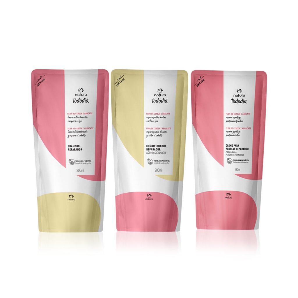Kit Refil Natura Tododia Shampoo, Condicionador e Creme para Pentear Reparador