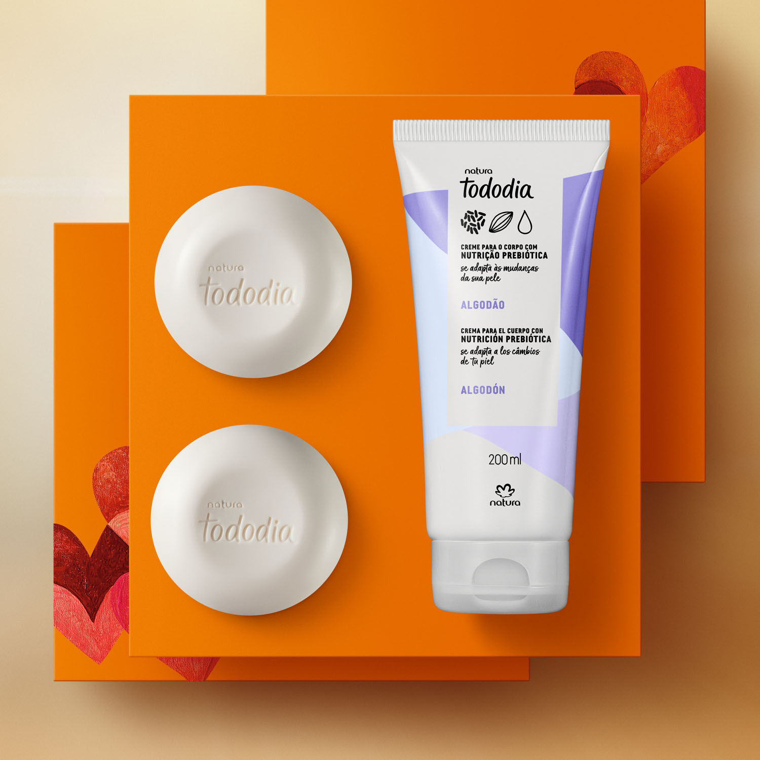 1787886957 176 Presente Namorados Creme Corporal 2 Sabonetes Tododia Algodao