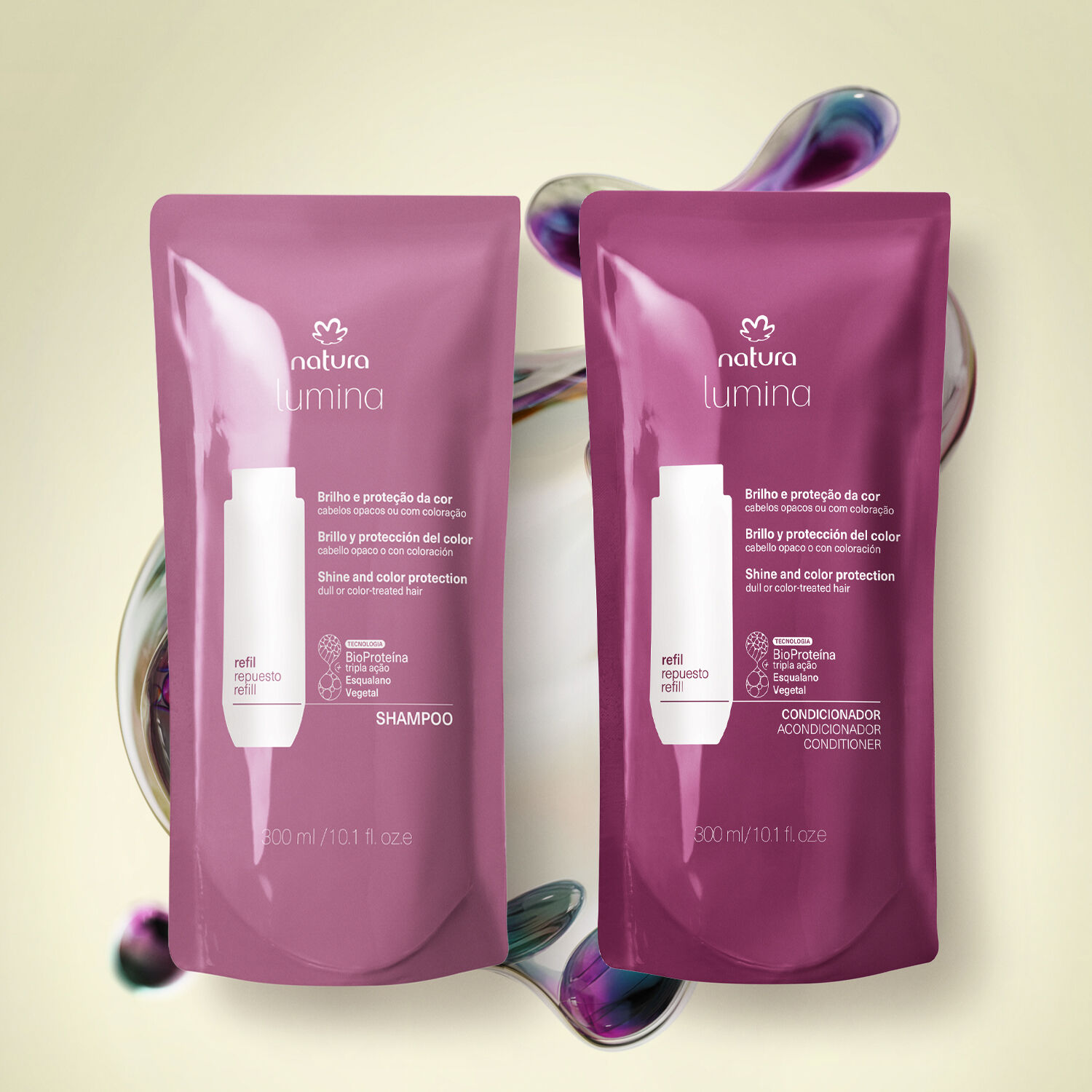 1787960555 883 Kit Refis Shampoo e Condicionador Lumina Brilho e Protecao da