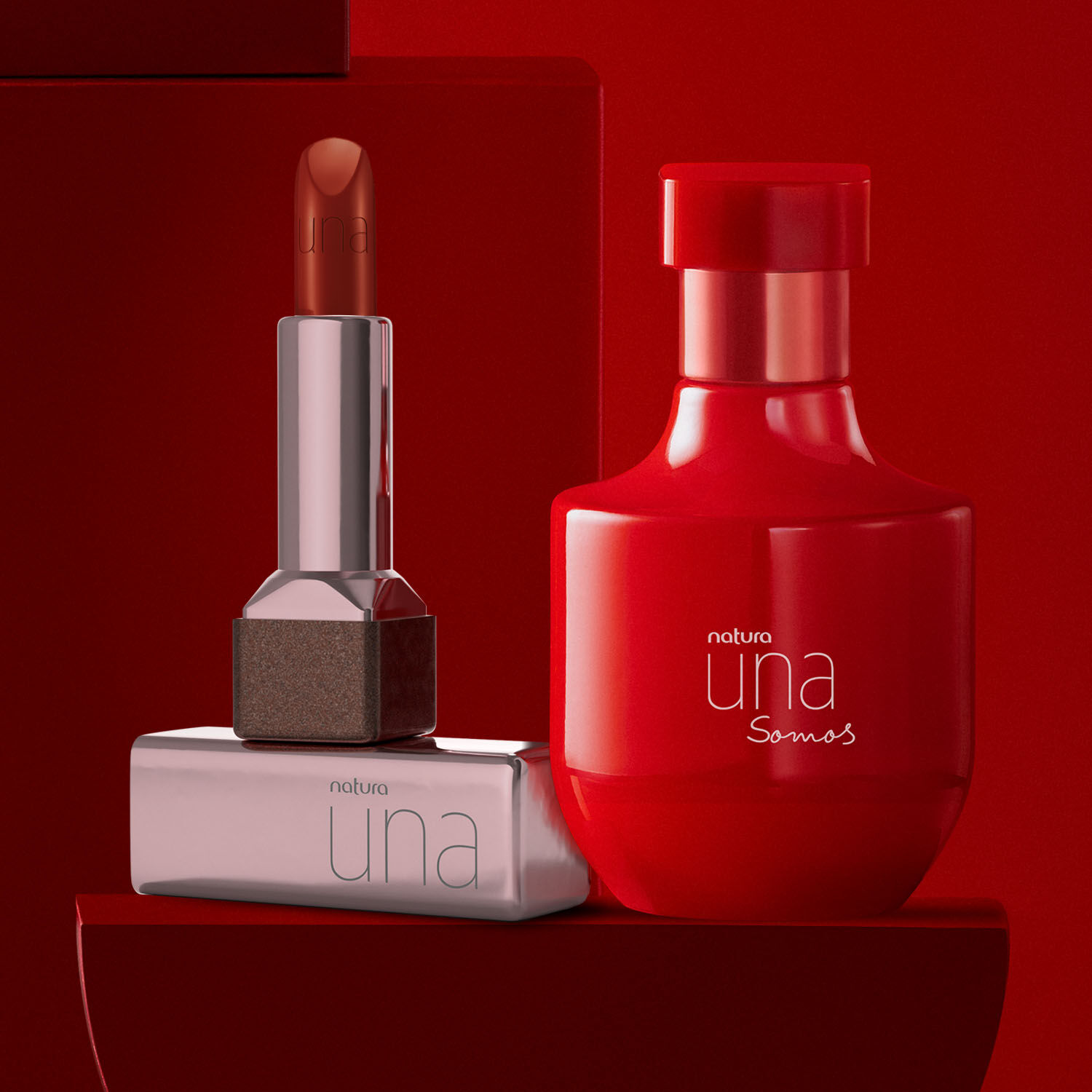 1787995818 526 Kit Deo Parfum Una Somos e Batom CC Hidratante Vermelho