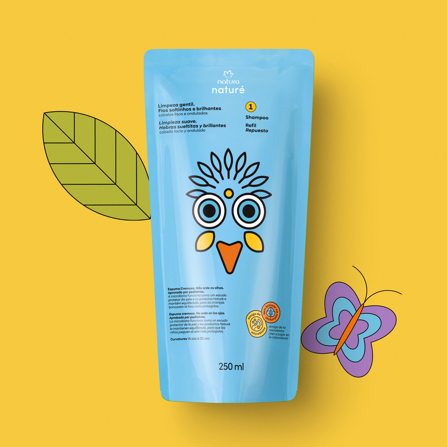 1788053873 786 Refil Shampoo Infantil Cabelos Lisos e Ondulados Nature 250ml