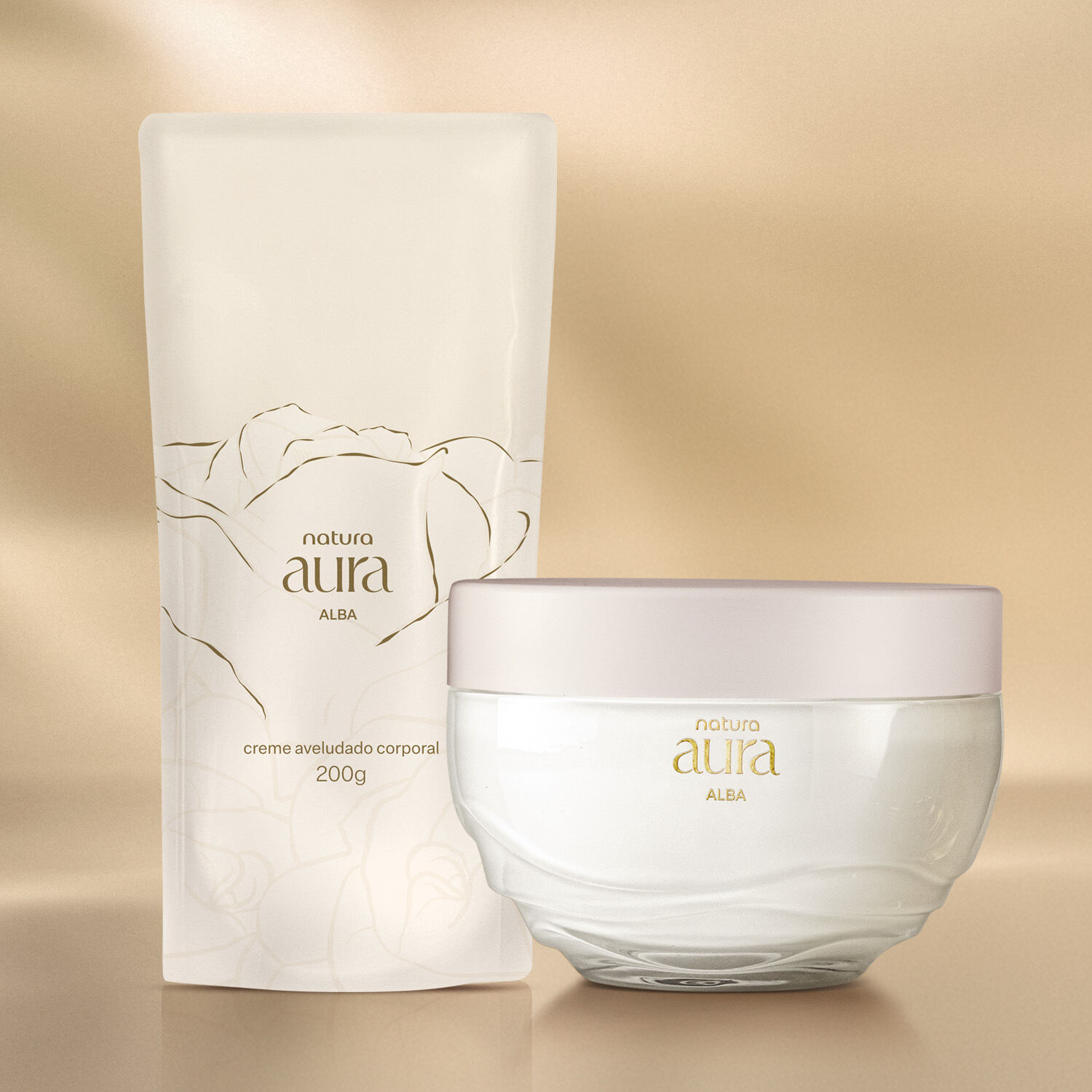 1788134832 342 Kit Creme Aveludado Corporal Natura Aura Alba 2 unidades