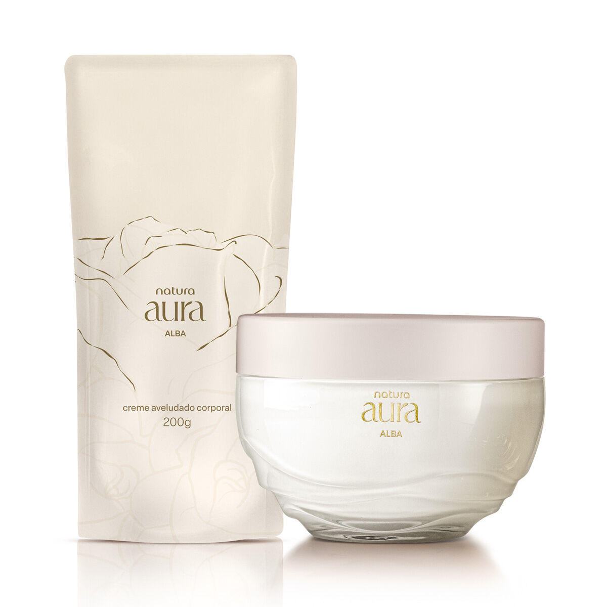 1788134832 386 Kit Creme Aveludado Corporal Natura Aura Alba 2 unidades