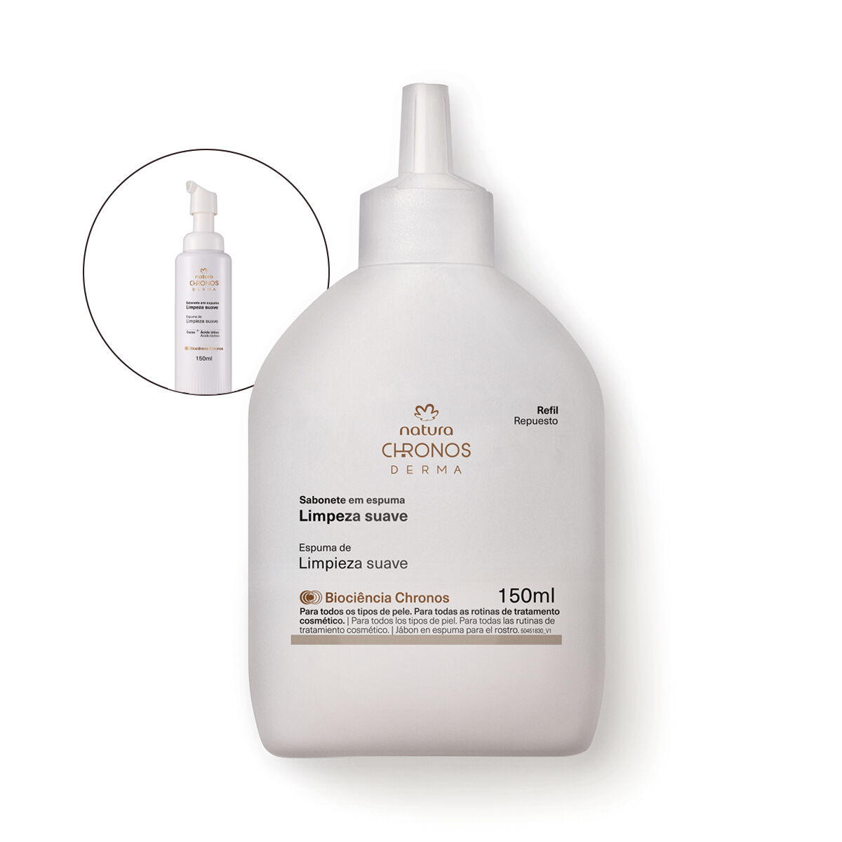 1788190664 30 Refil Sabonete em Espuma Limpeza Suave Chronos Derma