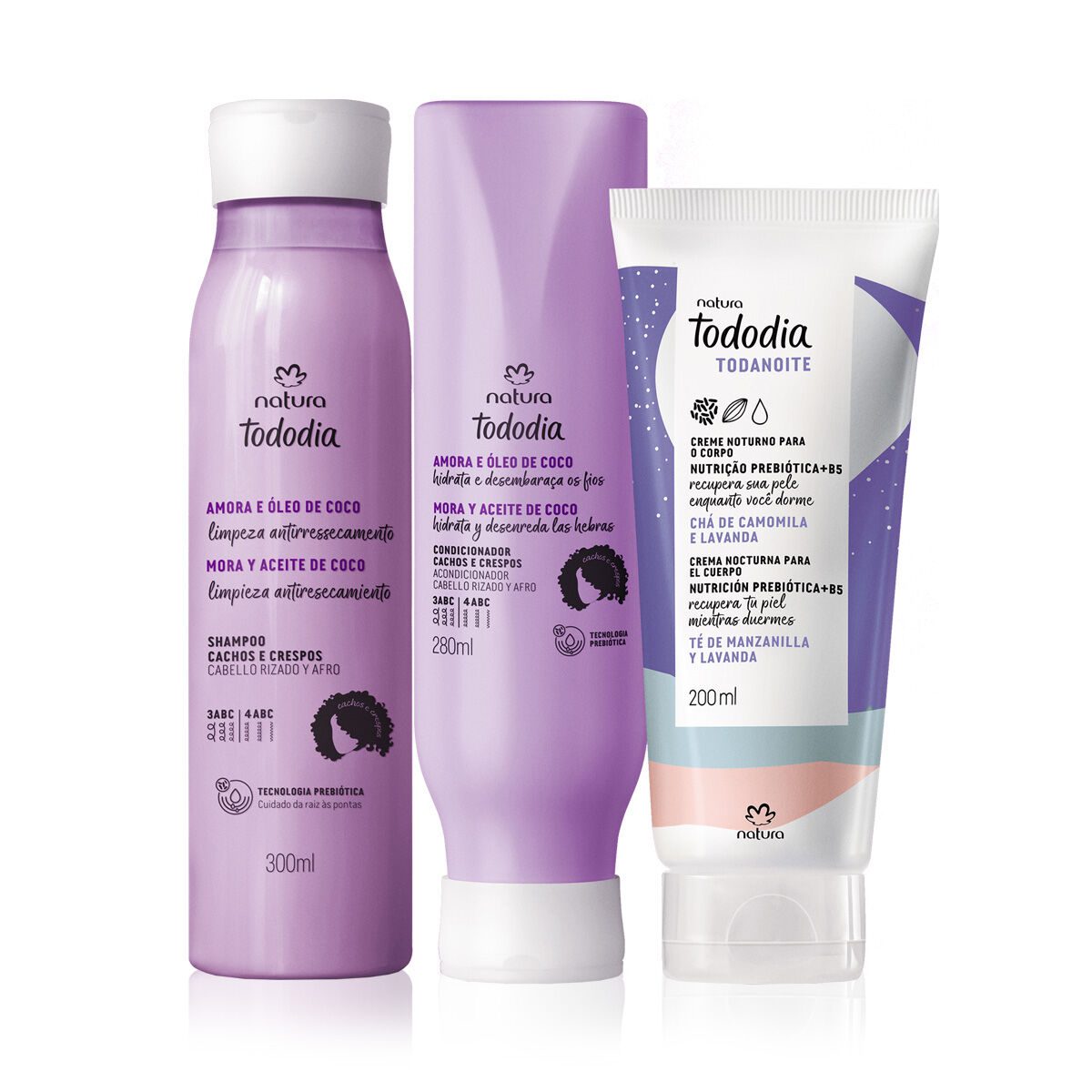 Kit Cuidado Diário Tododia Crespos e Cacheados e Creme Corporal Todanoite 2 Kit Cuidado Diario Tododia Crespos e Cacheados e Creme Corporal