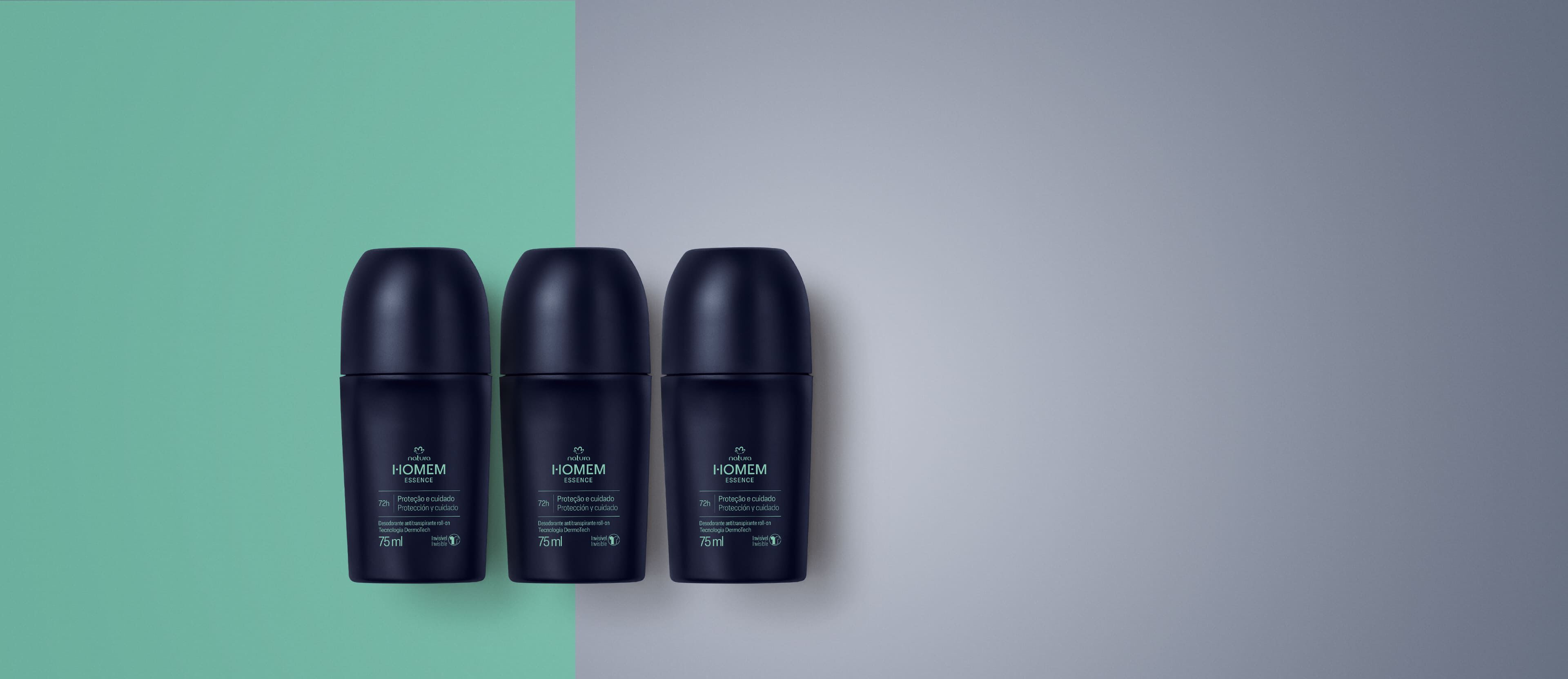 Kit Desodorante Antitranspirante Roll On Natura Homem Essence 3 unidades