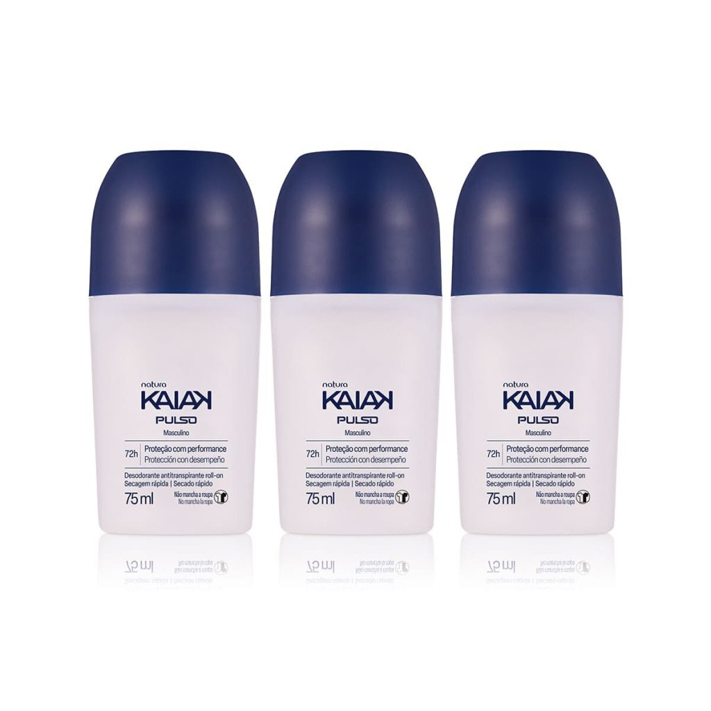 Kit Desodorante Antitranspirante Roll-on Kaiak Pulso Masculino (3 unidades)