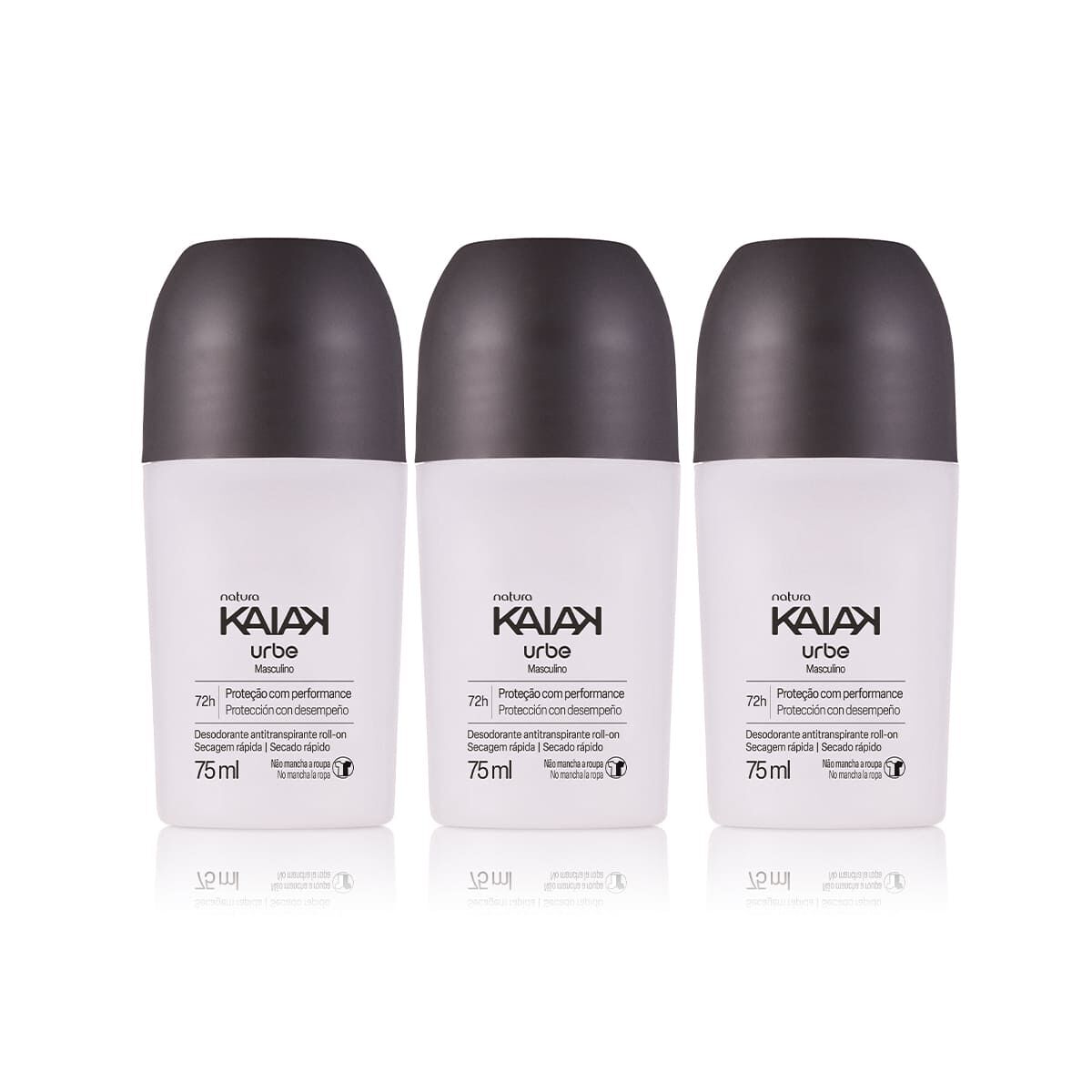 Kit Desodorante Antitranspirante Roll-on Kaiak Urbe Masculino (3 unidades) 2 Kit Desodorante Antitranspirante Roll on Kaiak Urbe Masculino 3 unidades
