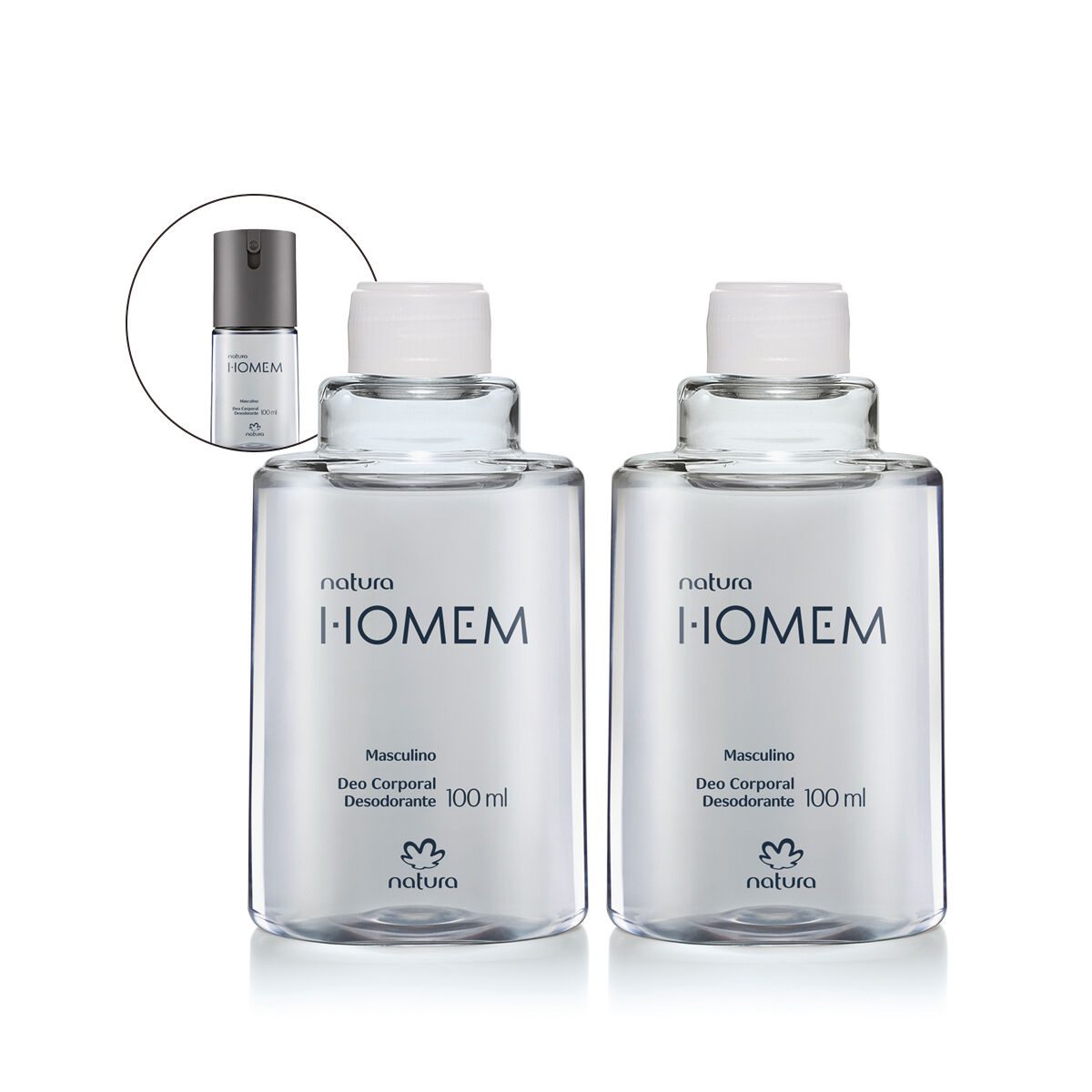 Kit Refil Desodorante Corporal Natura Homem 2 unidades
