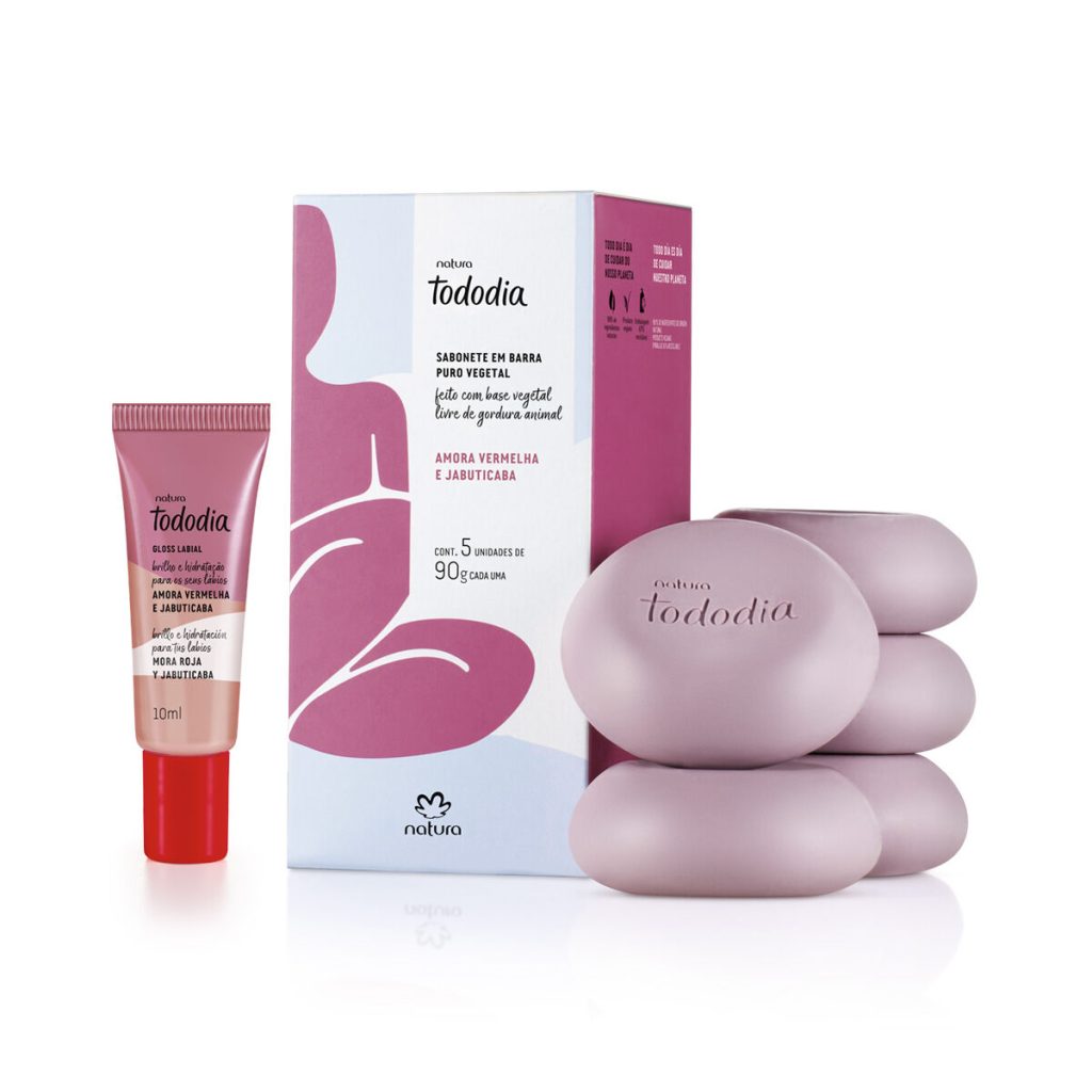 Kit Tododia Amora Vermelha e Jabuticaba com Sabonete e Gloss