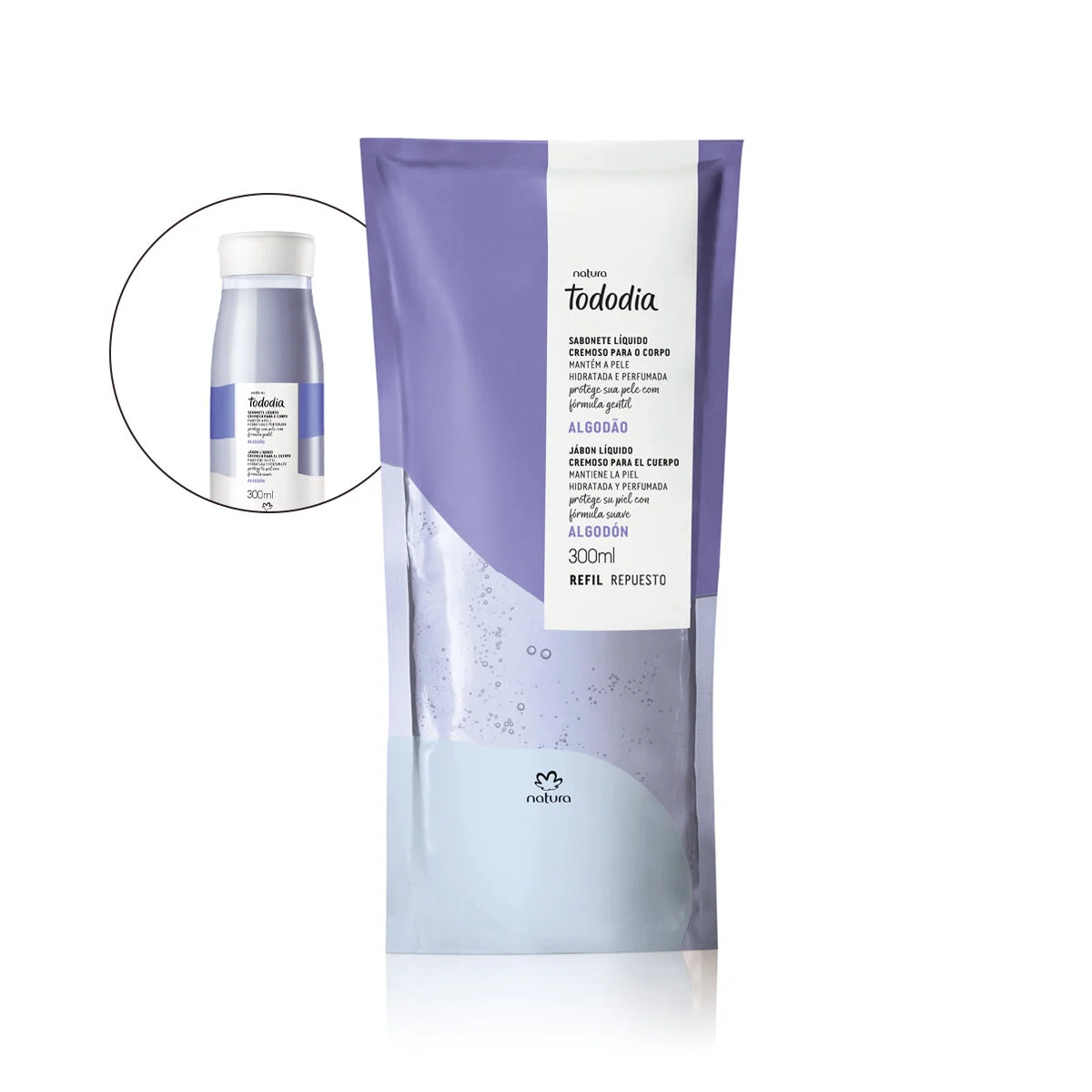 Refil Sabonete Liquido Cremoso para o Corpo Tododia Algodao