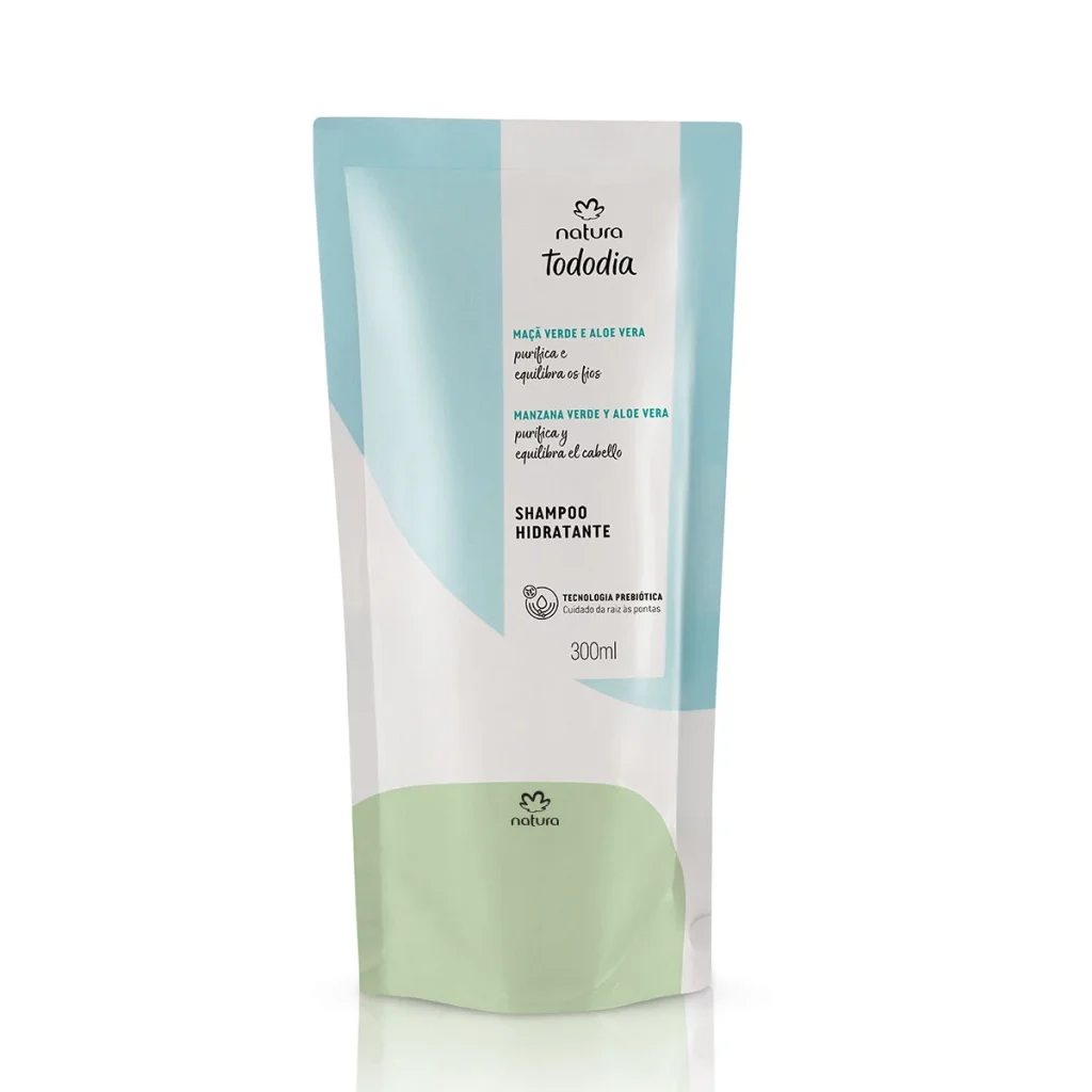 Refil Shampoo Hidratação Maçã Verde e Aloe Vera Tododia 300ml