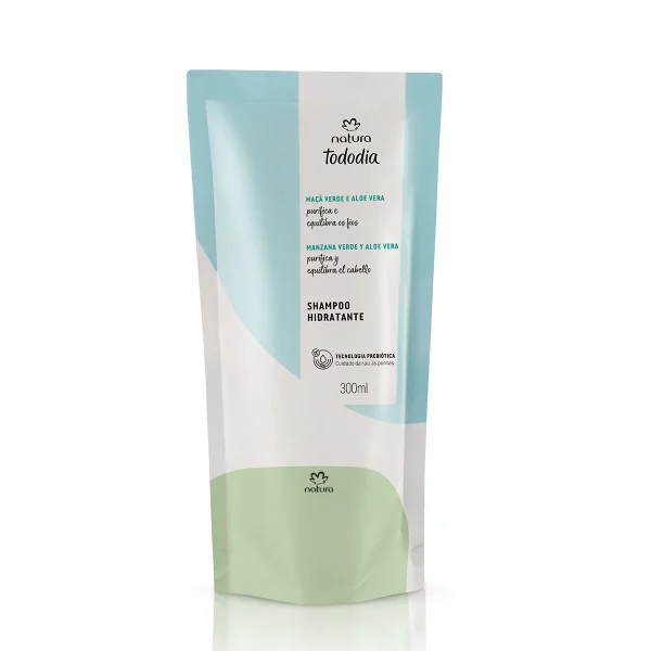 Refil Shampoo Hidratação Maçã Verde e Aloe Vera Tododia 300ml