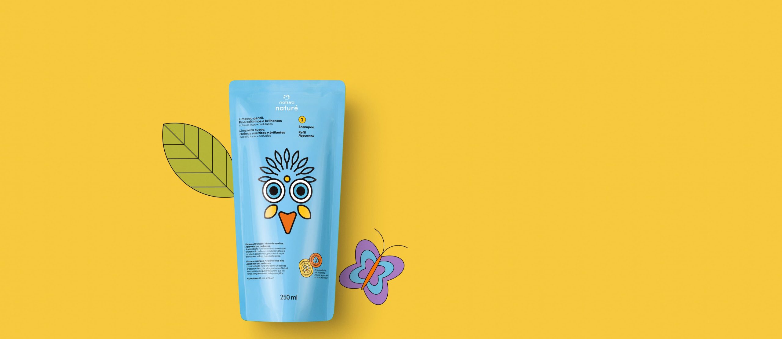 Refil Shampoo Infantil Cabelos Lisos e Ondulados Nature 250ml scaled
