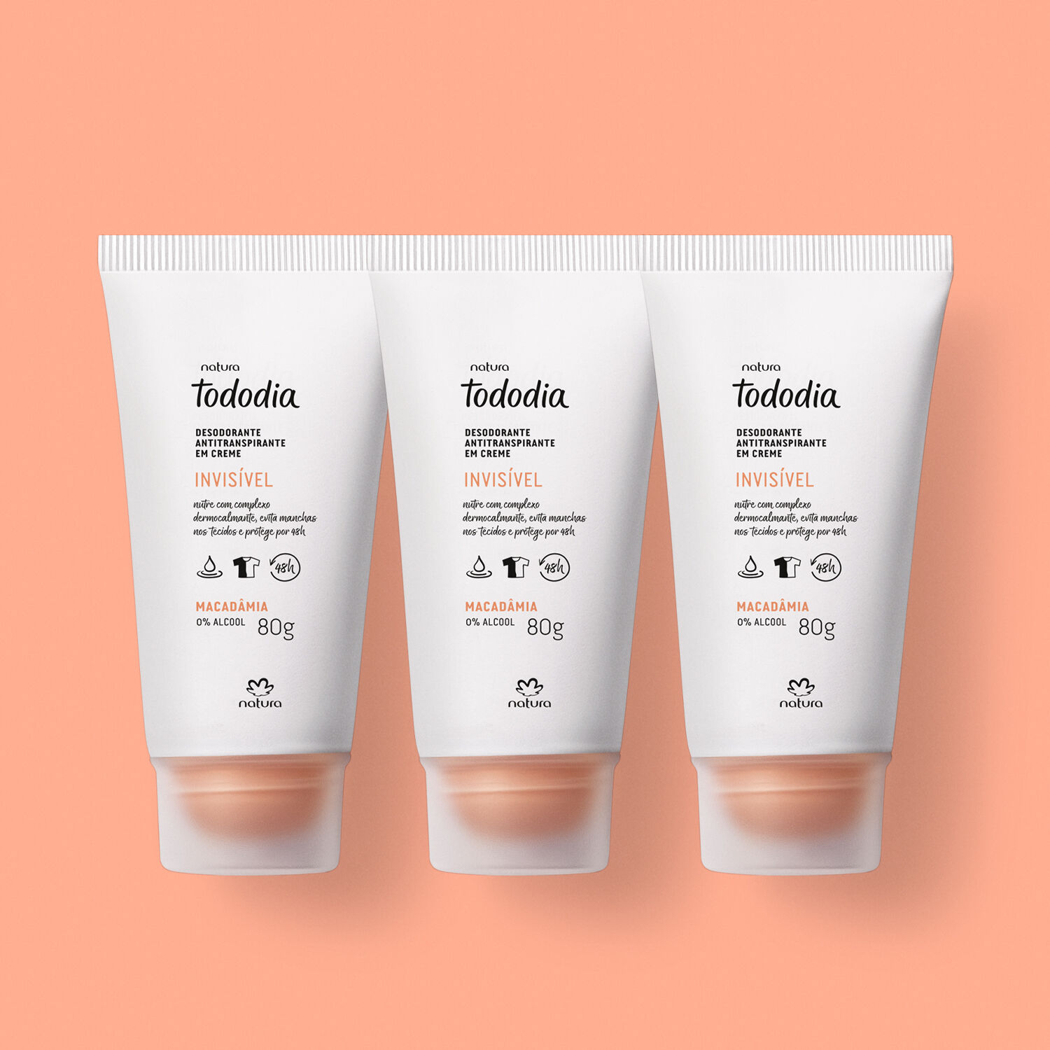 1788266437 267 Kit Desodorante Antitranspirante em Creme Tododia Macadamia 3 unidades