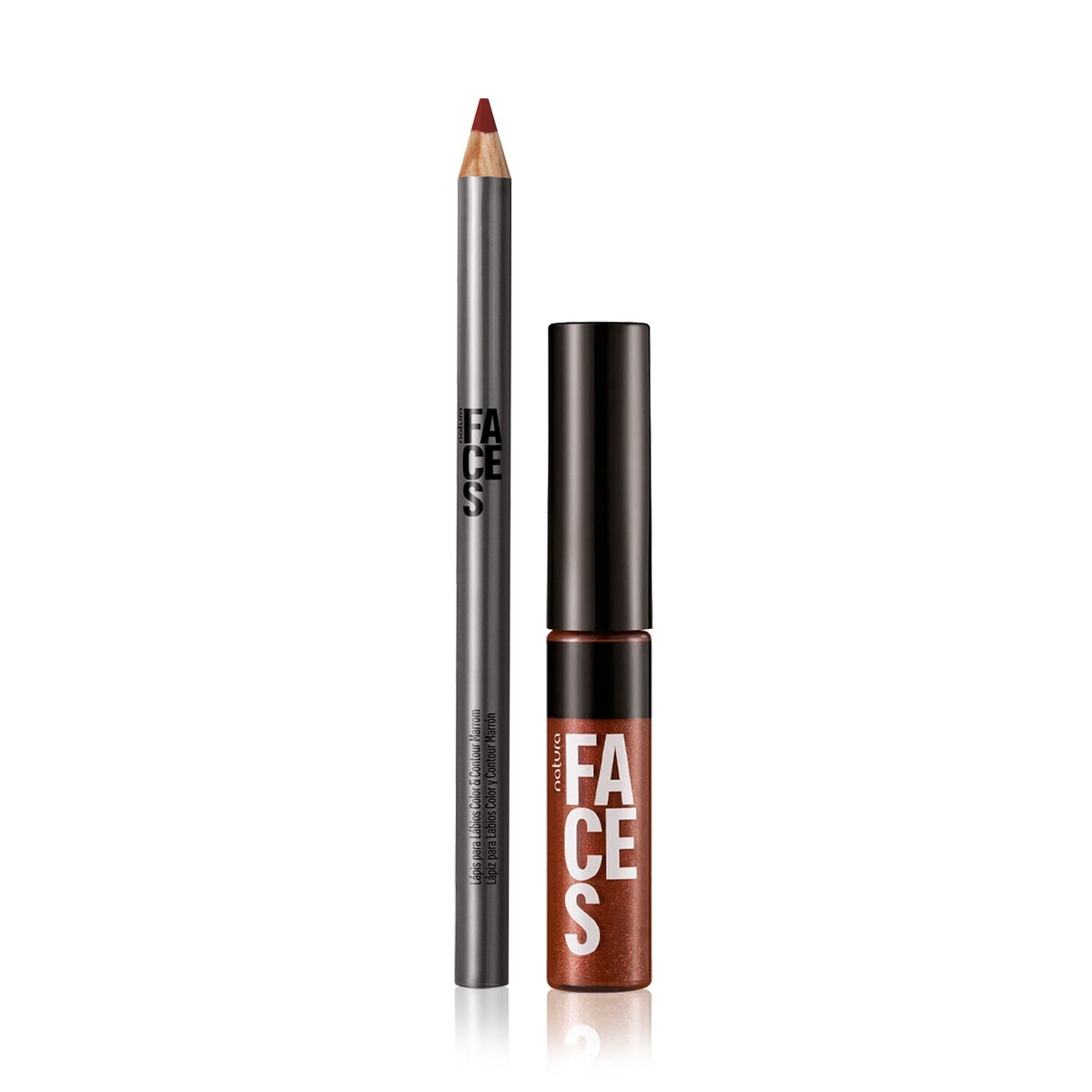 1788276316 765 Kit Lapis para Labios e Gloss Marrom Natura Faces