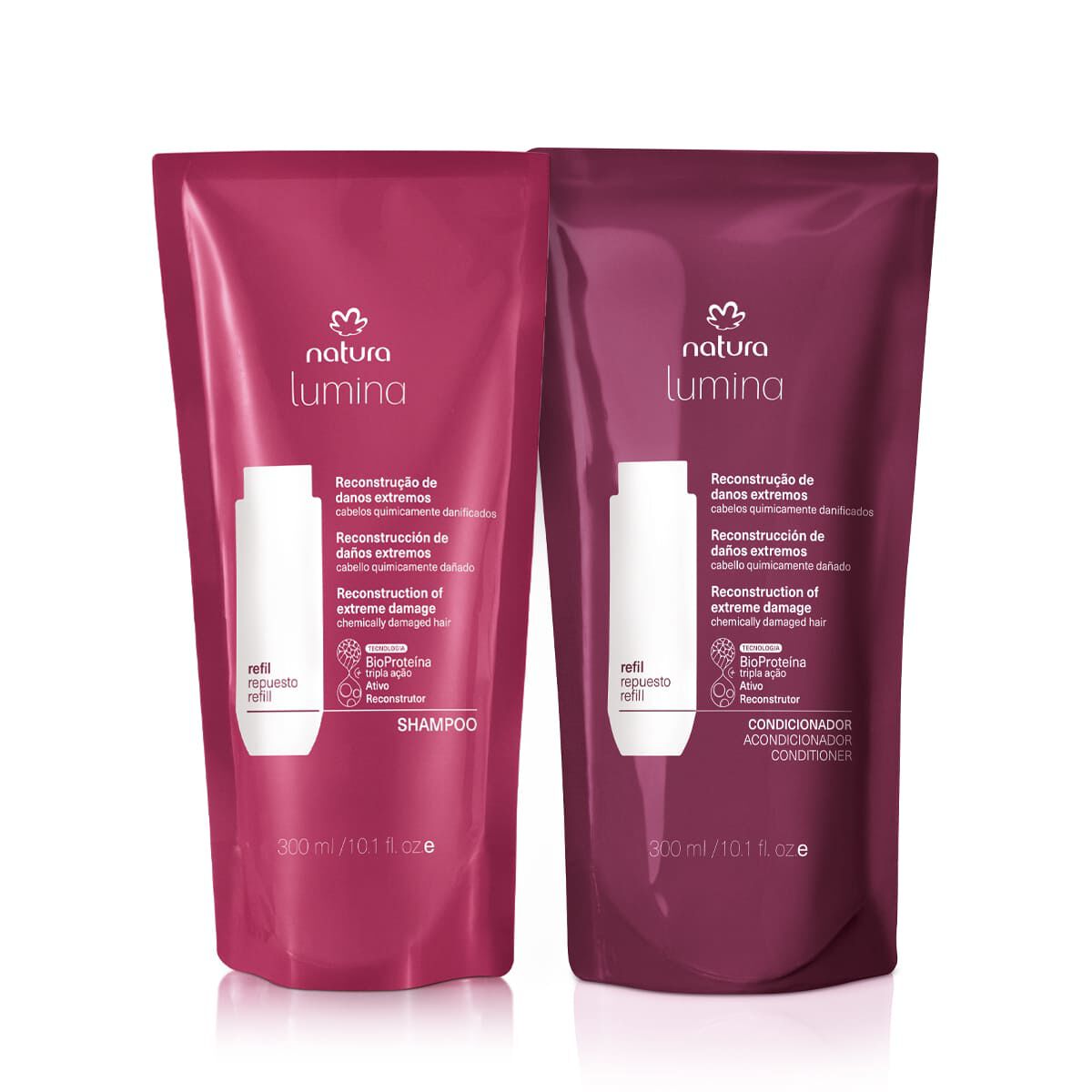 Kit Refis Shampoo e Condicionador Lumina Reconstrução de Danos Extremos (2 produtos) 3 1788376804 130 Kit Refis Shampoo e Condicionador Lumina Reconstrucao de Danos