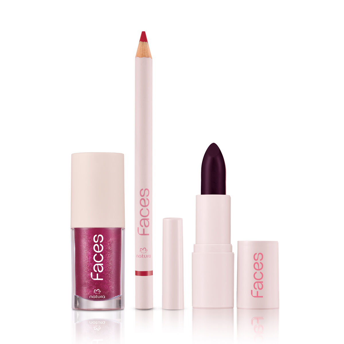 1788557194 872 Kit Batom Vinho Rocks Lapis Red Love e Gloss Malva