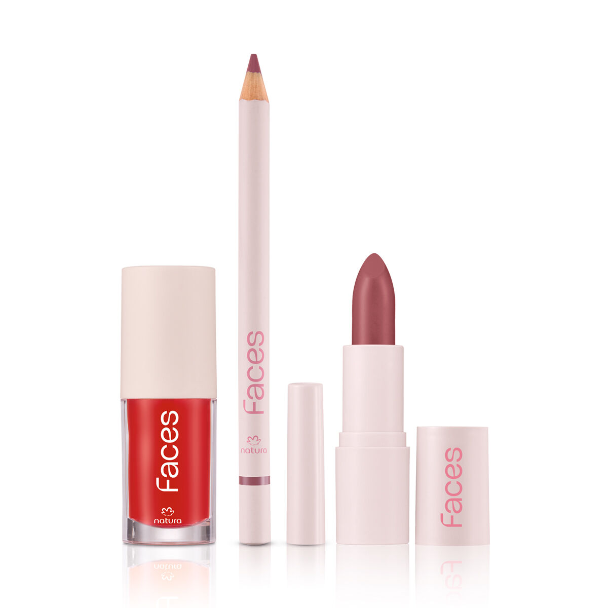 Kit Batom e Lápis Labial Cookie Nude e Gloss Red Vibe Faces (3 produtos) 4 1788812035 661 Kit Batom e Lapis Labial Cookie Nude e Gloss Red