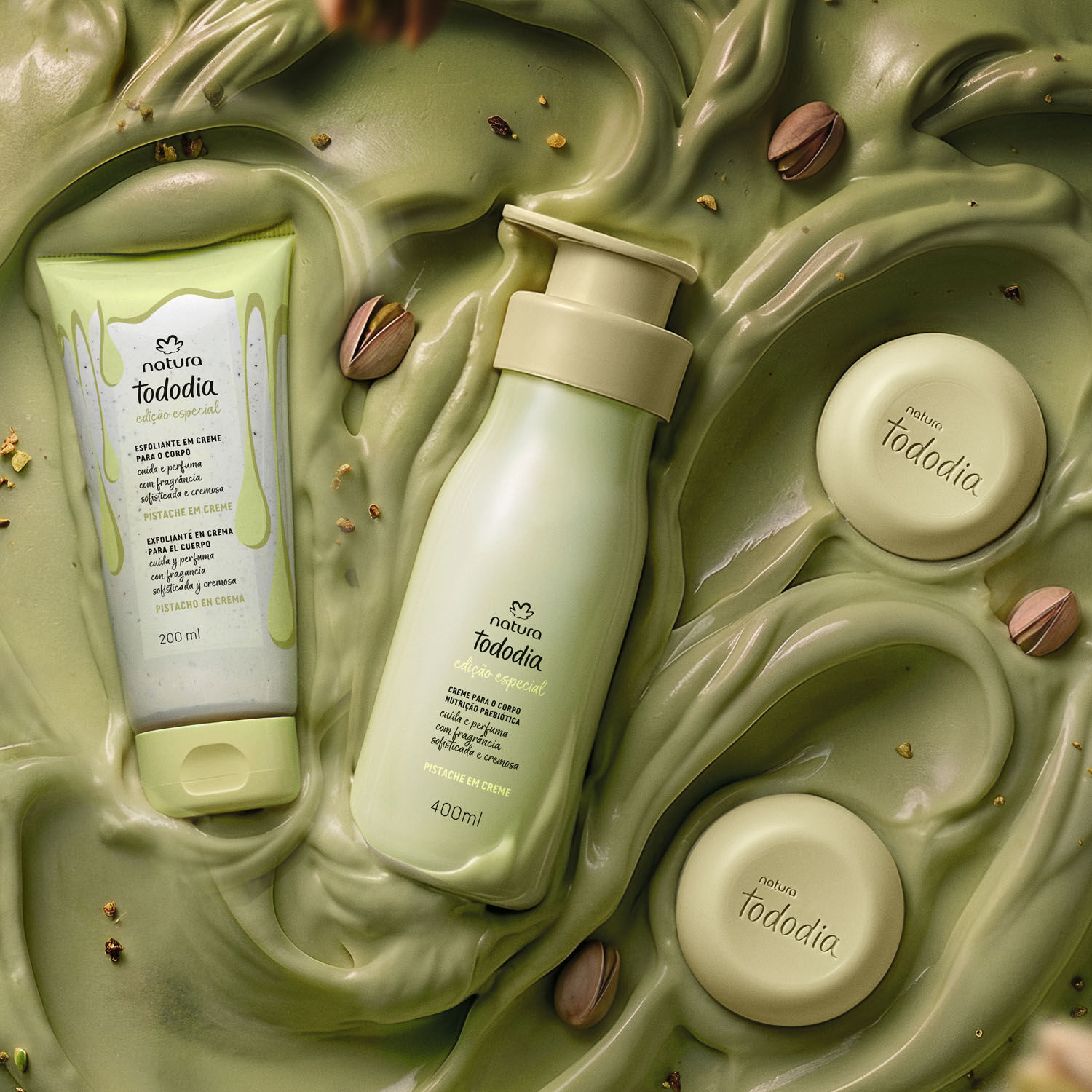 1789192326 374 Kit Esfoliante Sabonete e Hidratante Tododia Pistache 3 produtos
