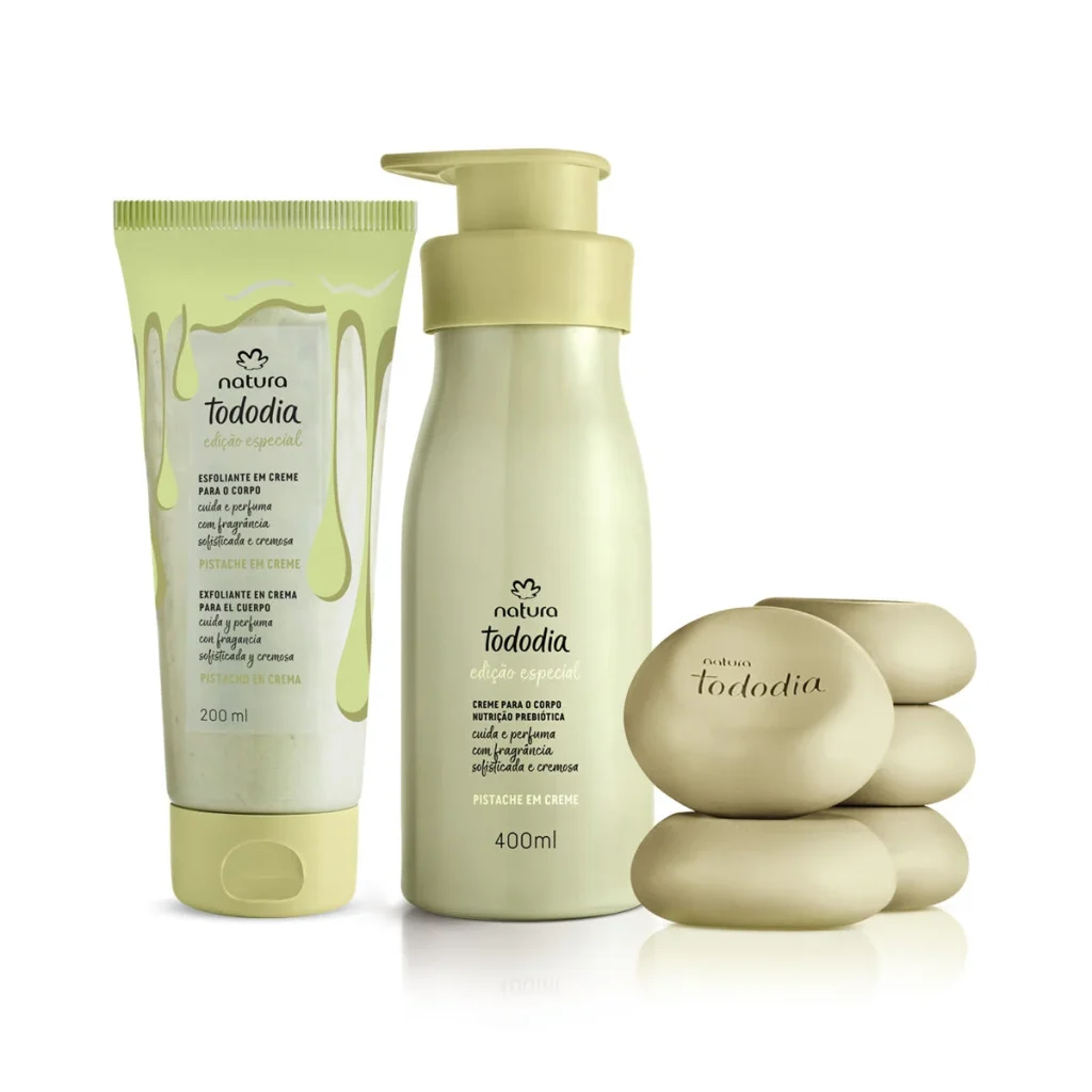 Kit Esfoliante, Sabonete e Hidratante Tododia Pistache (3 produtos)