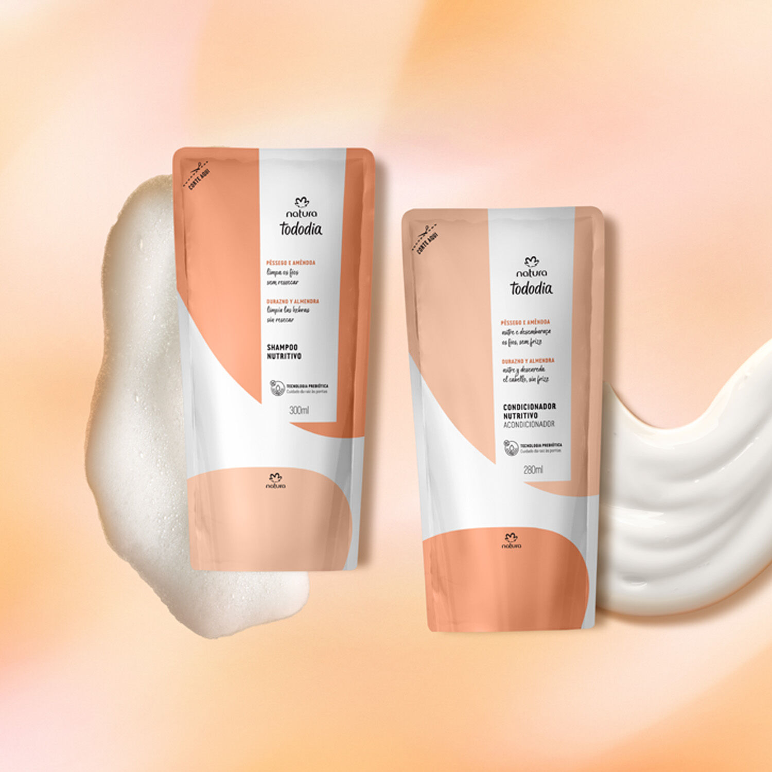 1789287219 255 Kit Tododia Refil Shampoo e Condicionador Nutricao Pessego e Amendoa