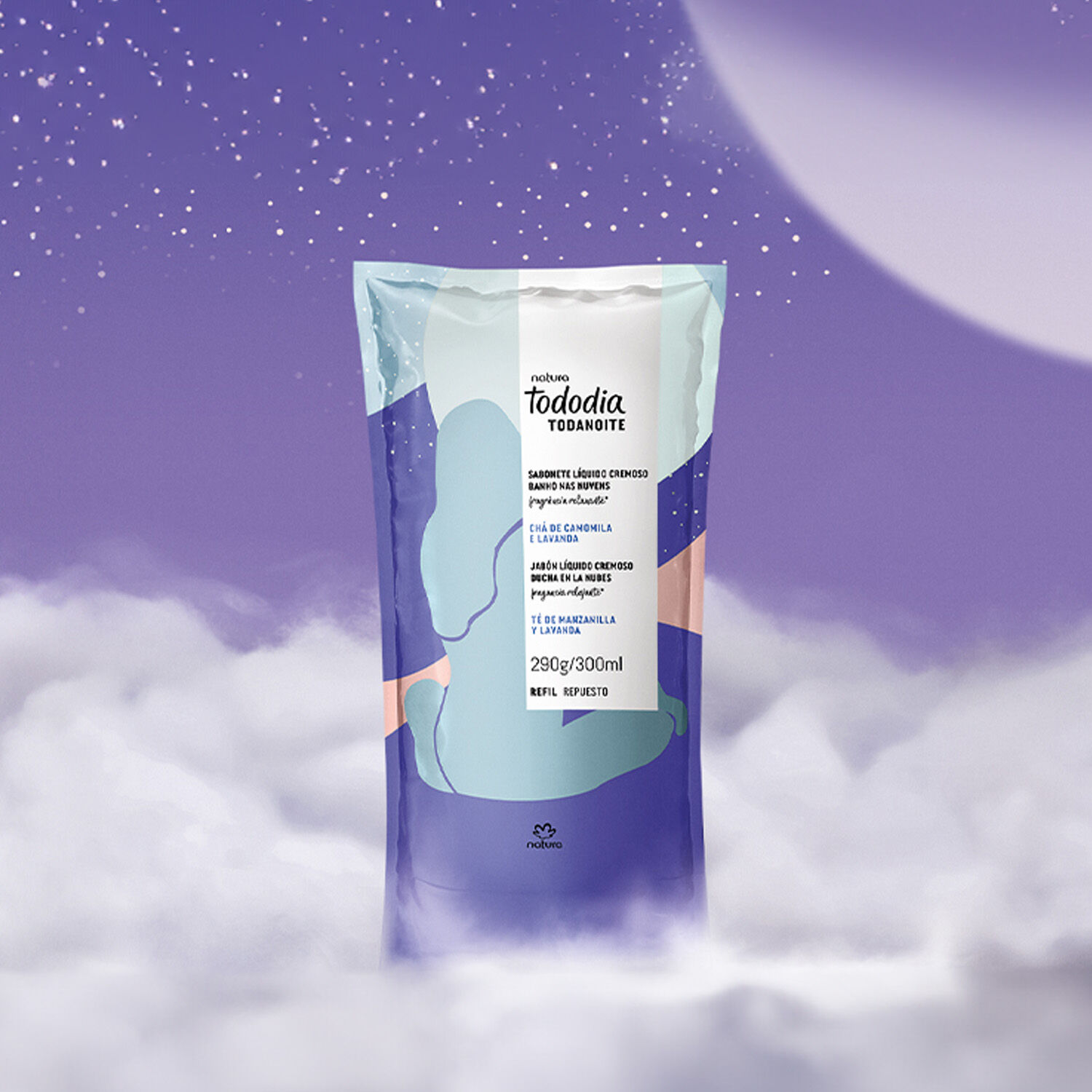 1789305824 836 Refil Sabonete Liquido Cremoso Corporal Banho nas Nuvens Tododia Todanoite