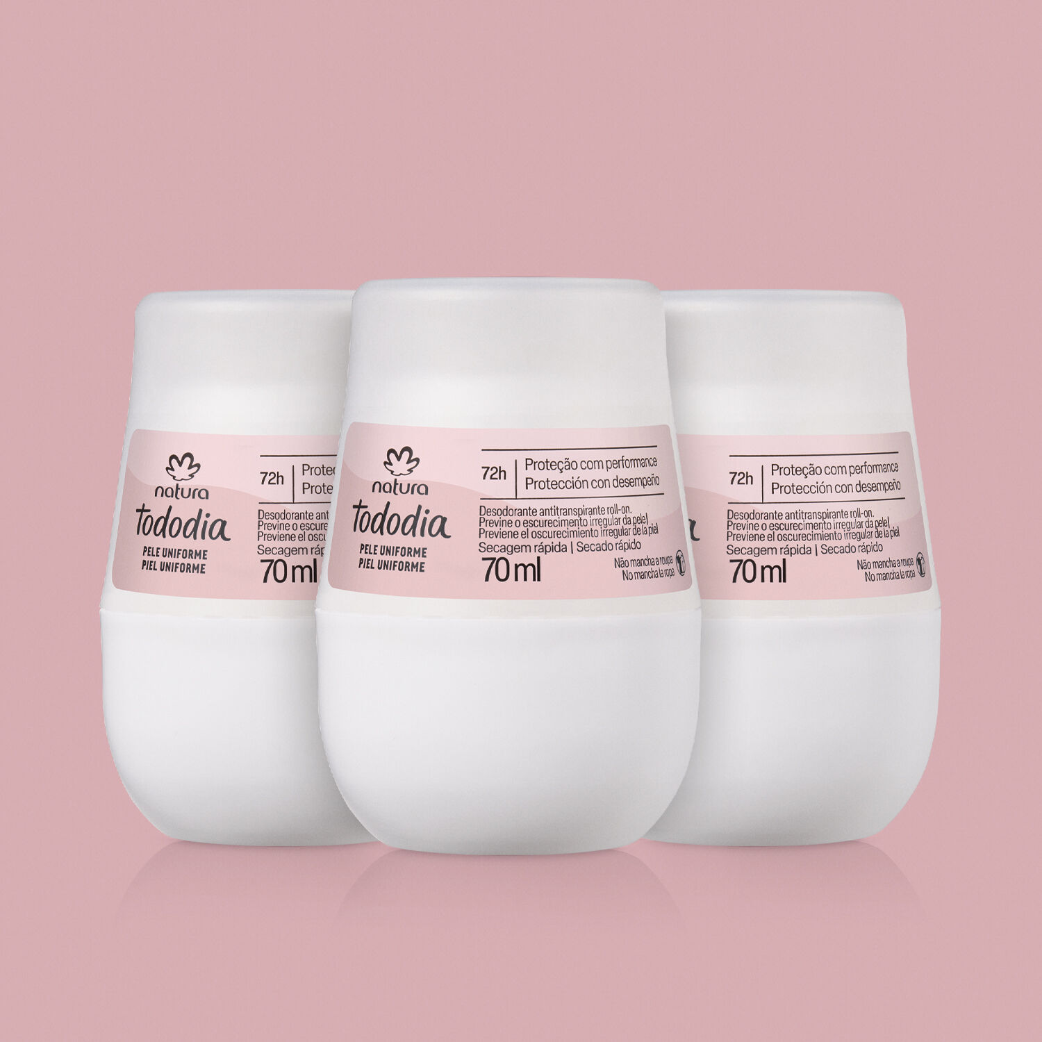 1789388915 476 Kit Desodorante Antitranspirante Roll on Tododia Pele Uniforme 3 unidades