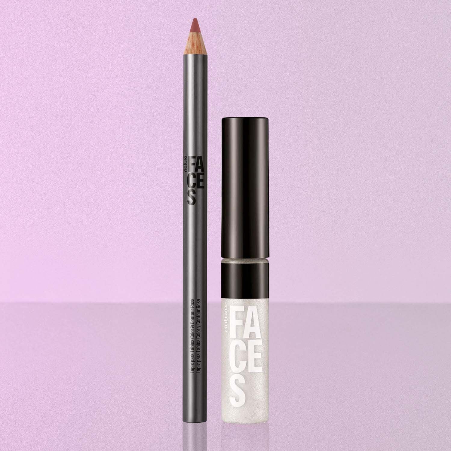 Kit Lápis para Lábios Rosa e Gloss Holográfico Natura Faces 4 1789481312 648 Kit Lapis para Labios Rosa e Gloss Holografico Natura Faces