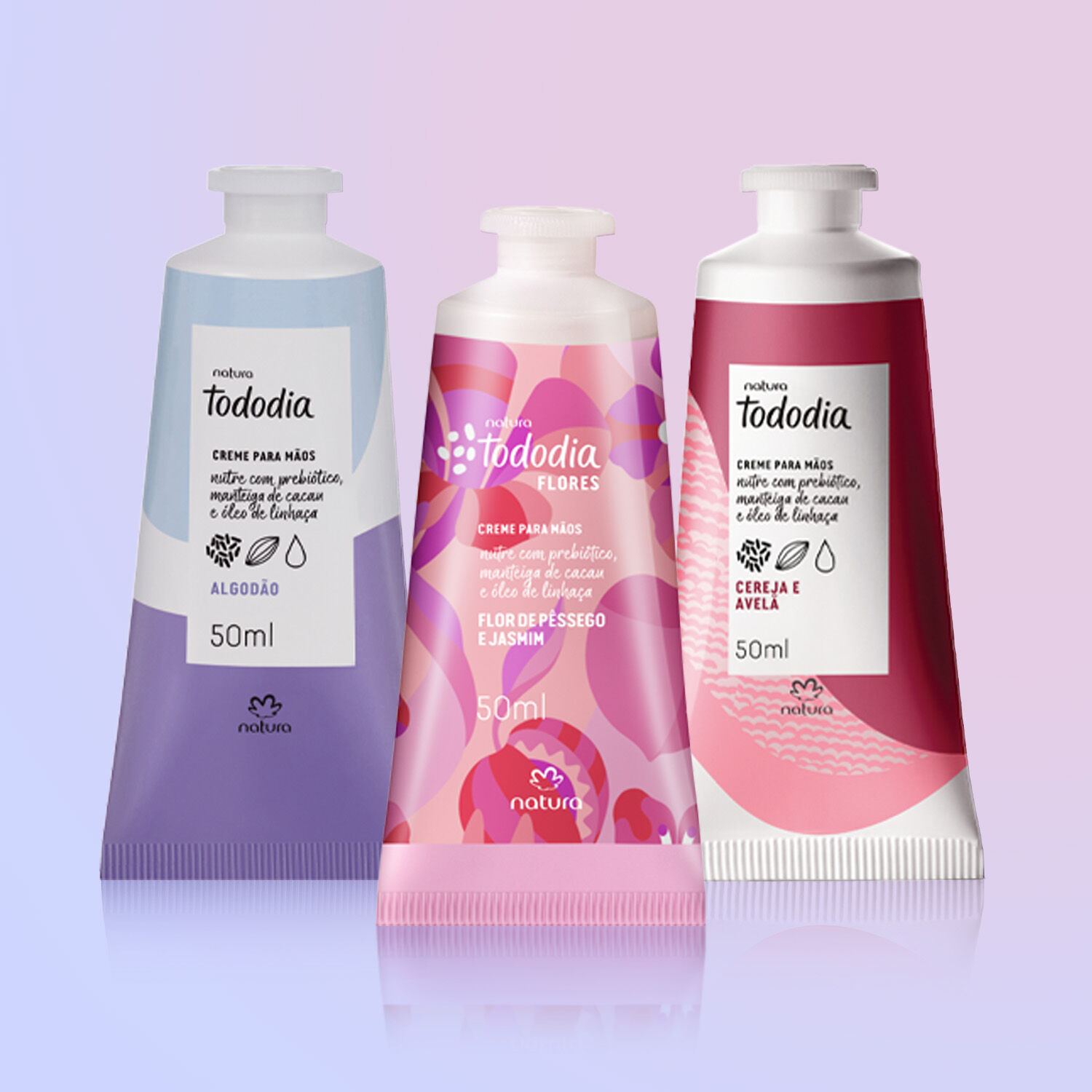 Kit Creme para as Mãos Tododia Flor de Pêssego e Jasmim + Algodão + Cereja e Avelã (3 produtos) 4 1790174958 271 Kit Creme para as Maos Tododia Flor de Pessego e