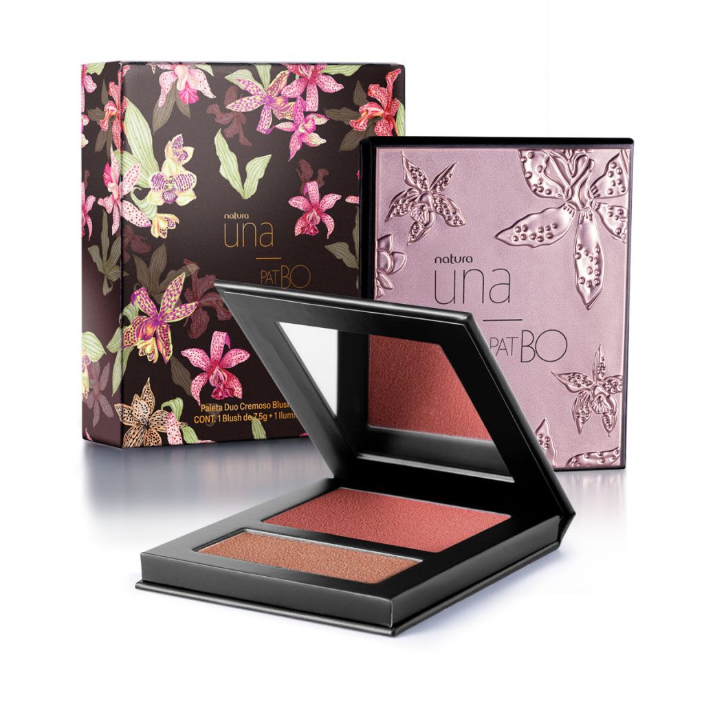 Duo de Blush e Iluminador Lotus Natura Una e PatBO
