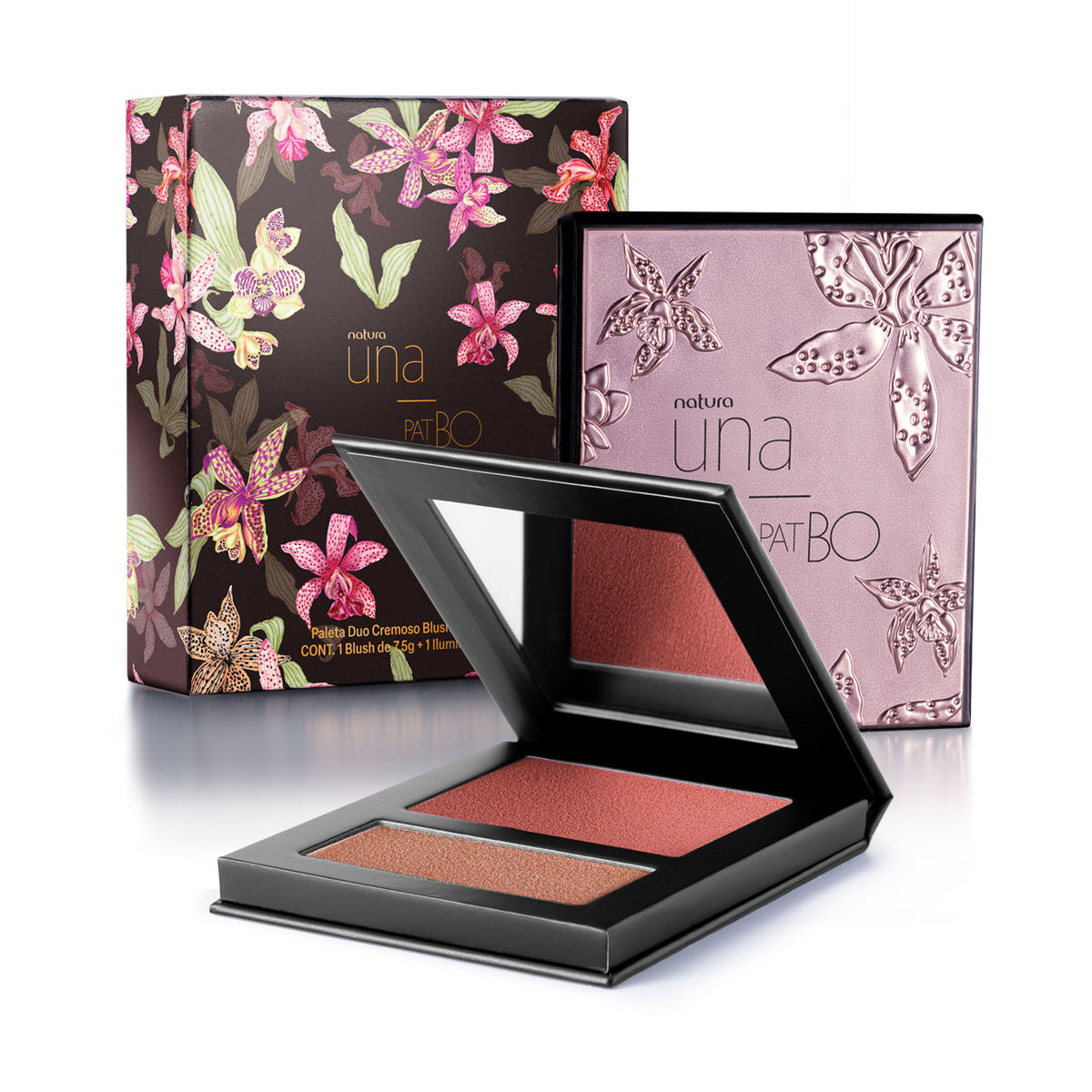 Duo de Blush e Iluminador Lotus Natura Una e PatBO 2 Duo de Blush e Iluminador Lotus Natura Una e PatBO