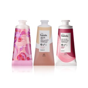 Kit Cremes para as Mãos Flor de Pêssego e Jasmim + Noz Pecã e Cacau + Cereja e Avelã (3 produtos)