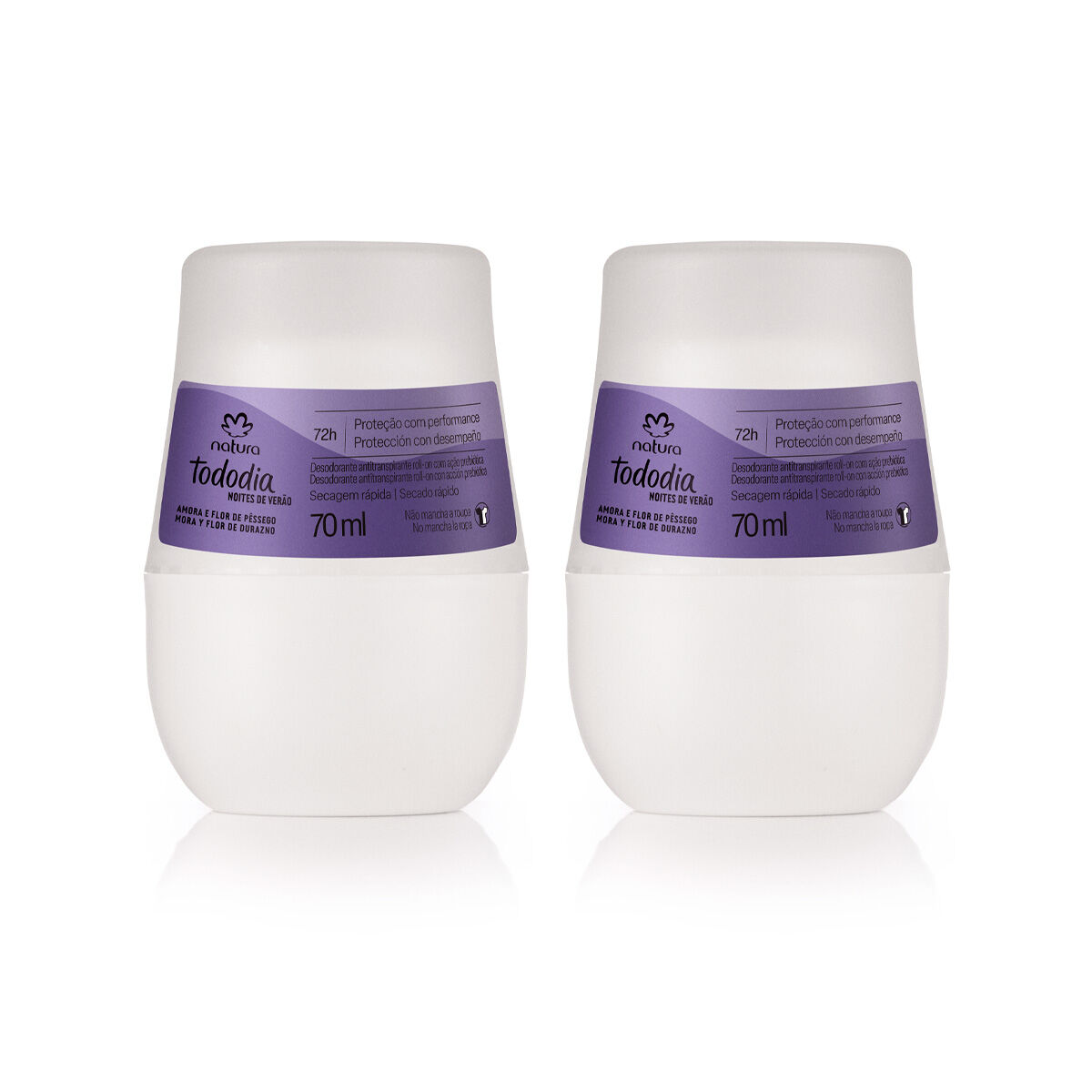 Kit Desodorante Antitranspirante Roll-on Tododia Amora e Flor de Pêssego (2 unidades) 3 Kit Desodorante Antitranspirante Roll on Tododia Amora e Flor de Pessego
