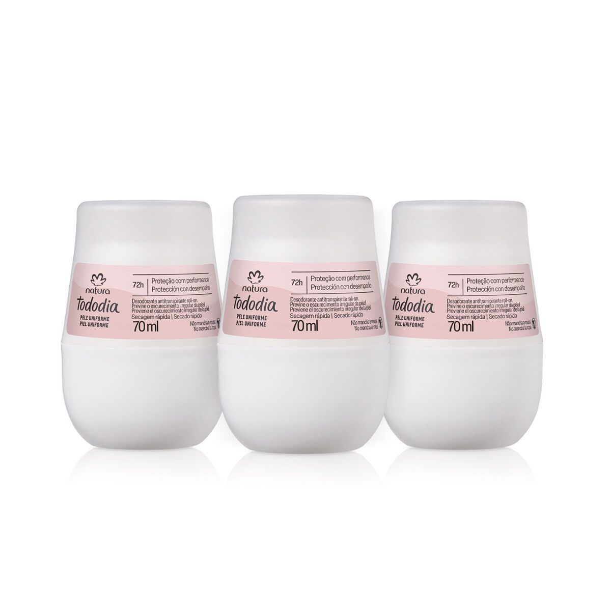 Kit Desodorante Antitranspirante Roll on Tododia Pele Uniforme 3 unidades
