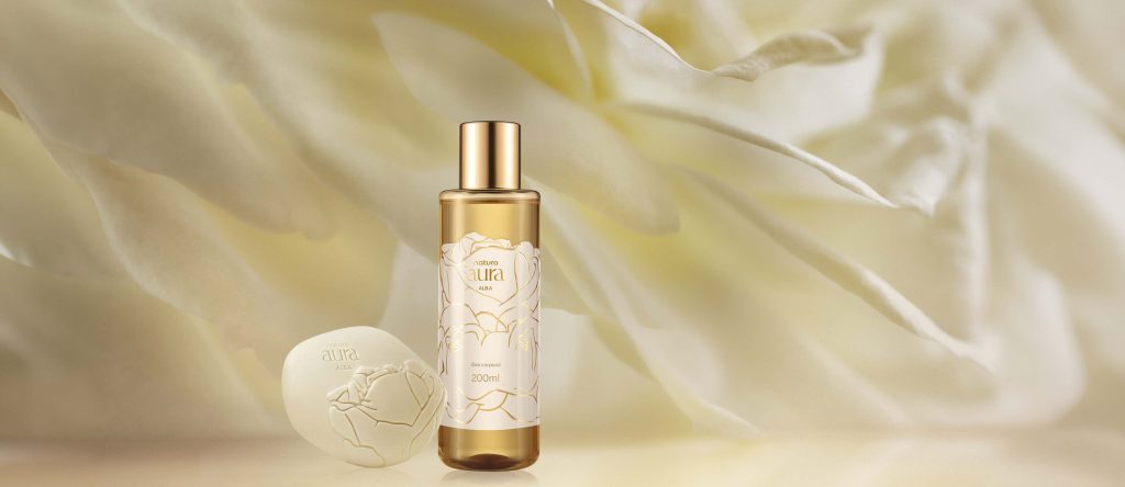 Kit Óleo Corporal Perfumado e Sabonete em Barra Natura Aura Alba (2 produtos)