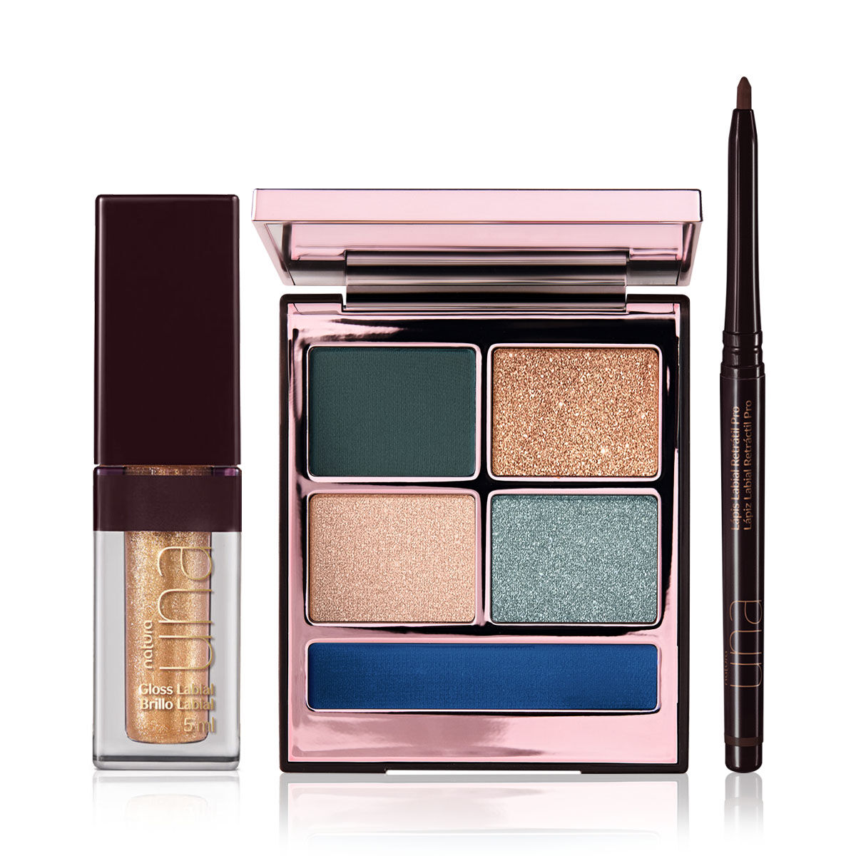 Kit PRO Palette, Lápis Labial e Gloss UNA 3 Kit PRO Palette Lapis Labial e Gloss UNA