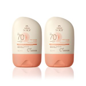 Kit Protetor Solar Facial Pele Normal a Seca FPS 70 Natura Solar (2 unidades)