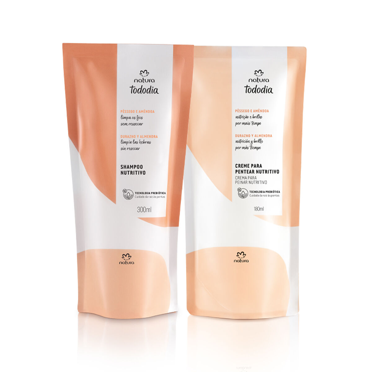 Kit Refil Tododia Pessego e Amendoa Shampoo Creme para