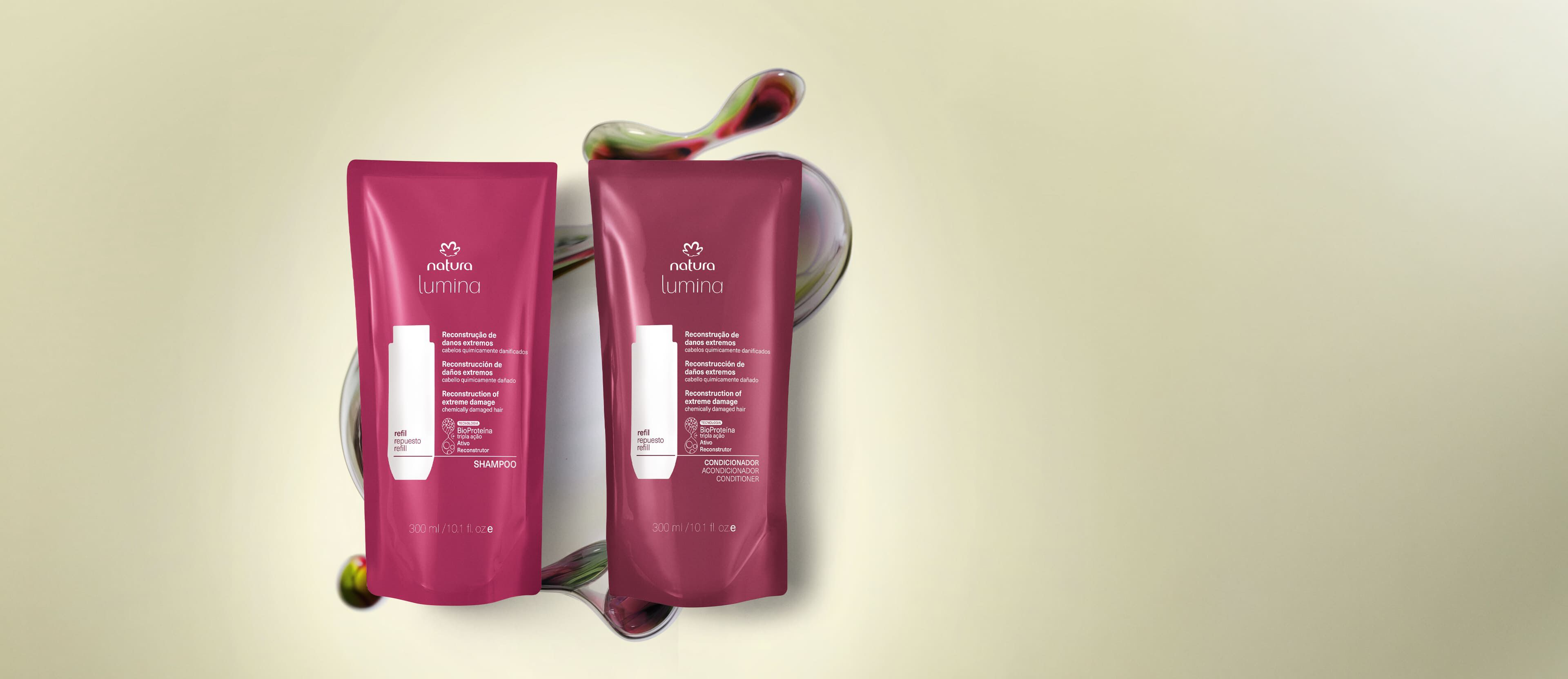 Kit Refis Shampoo e Condicionador Lumina Reconstrução de Danos Extremos (2 produtos) 2 Kit Refis Shampoo e Condicionador Lumina Reconstrucao de Danos