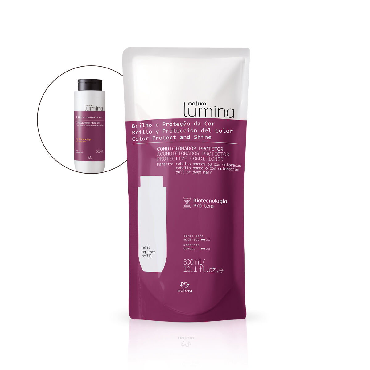 Refil Condicionador Protetor para Cabelos Opacos ou com Coloração Lumina 4 Refil Condicionador Protetor para Cabelos Opacos ou com Coloracao Lumina