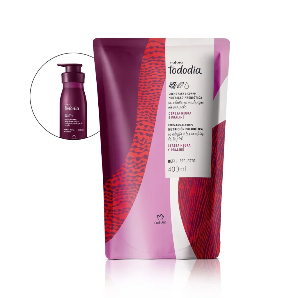 Refil Creme corporal Cereja Negra e Praliné Tododia 400ml