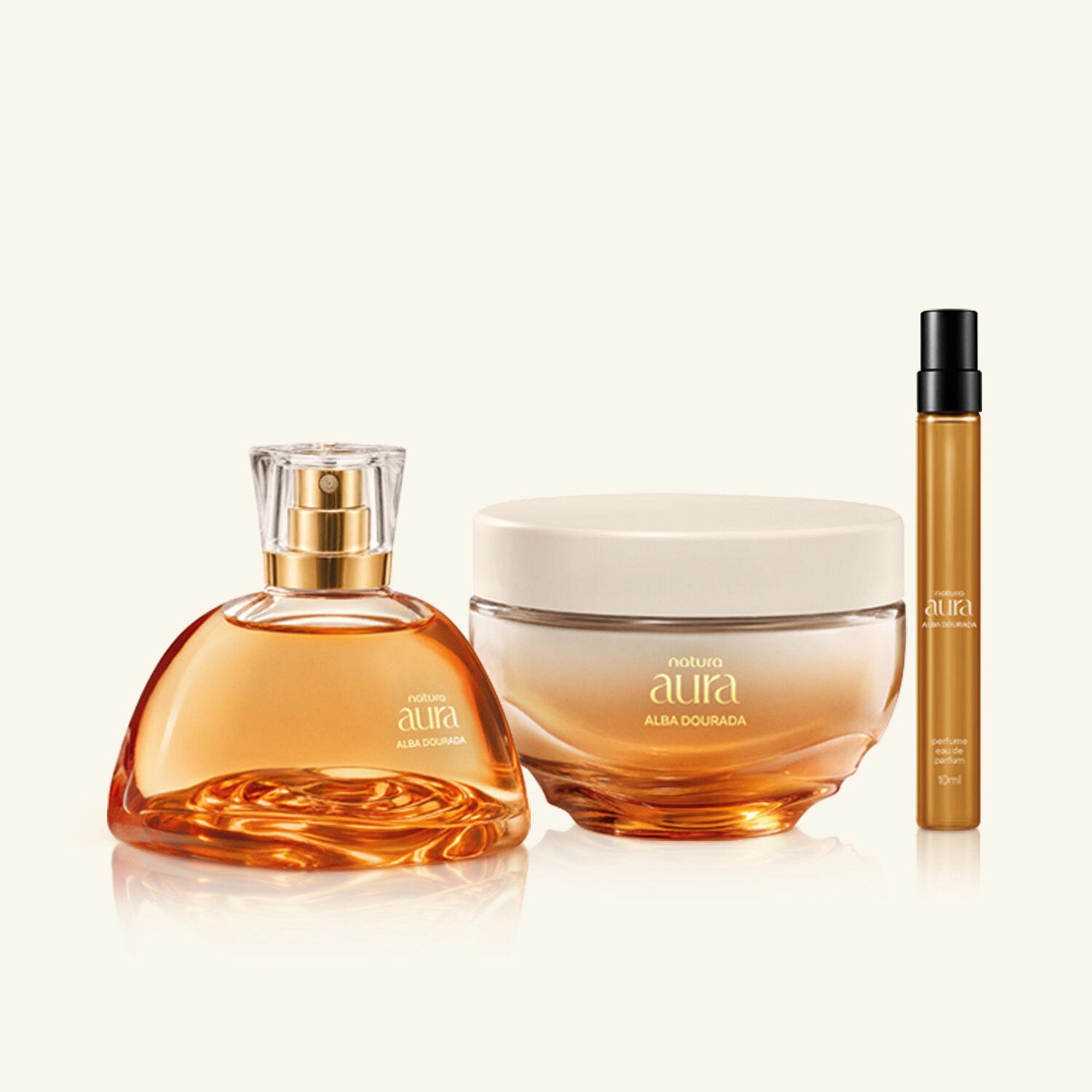 Kit Aura Alba Dourada Eau de Parfum + Eau de Parfum Travel Size + Creme Corporal (3 produtos) 4 1792111651 603 Kit Aura Alba Dourada Eau de Parfum Eau de