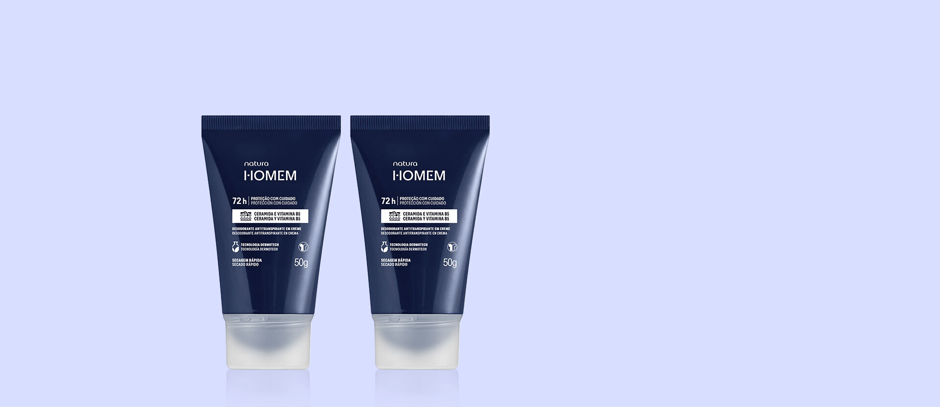 1793291939 521 Kit Desodorante Antitranspirante em Creme Natura Homem 50 g