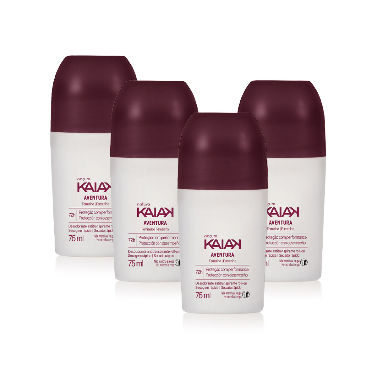 Kit Desodorante Roll on Kaiak Aventura Feminino 4 unidades