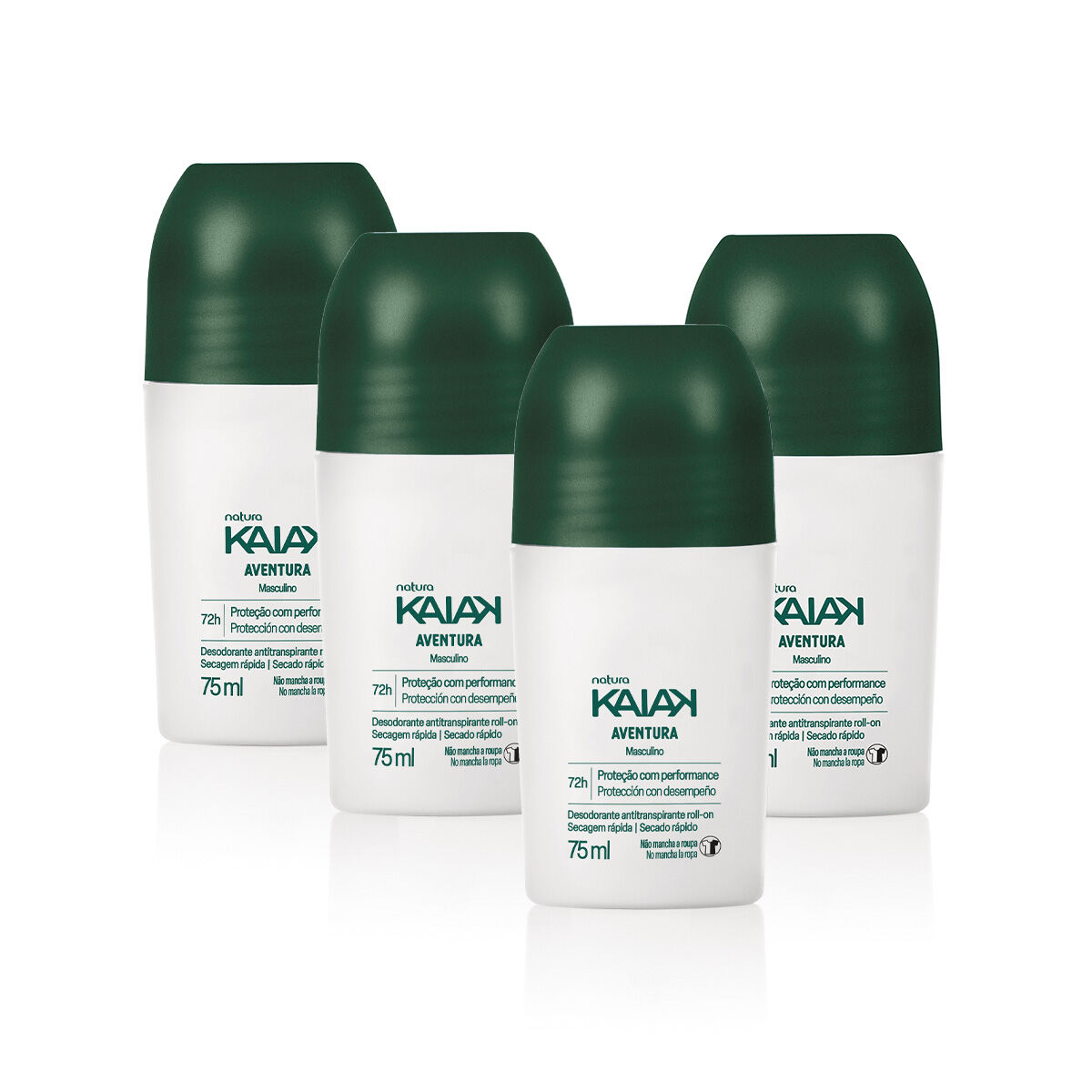 Kit Desodorante Roll on Kaiak Aventura Masculino 4 unidades 75 ml