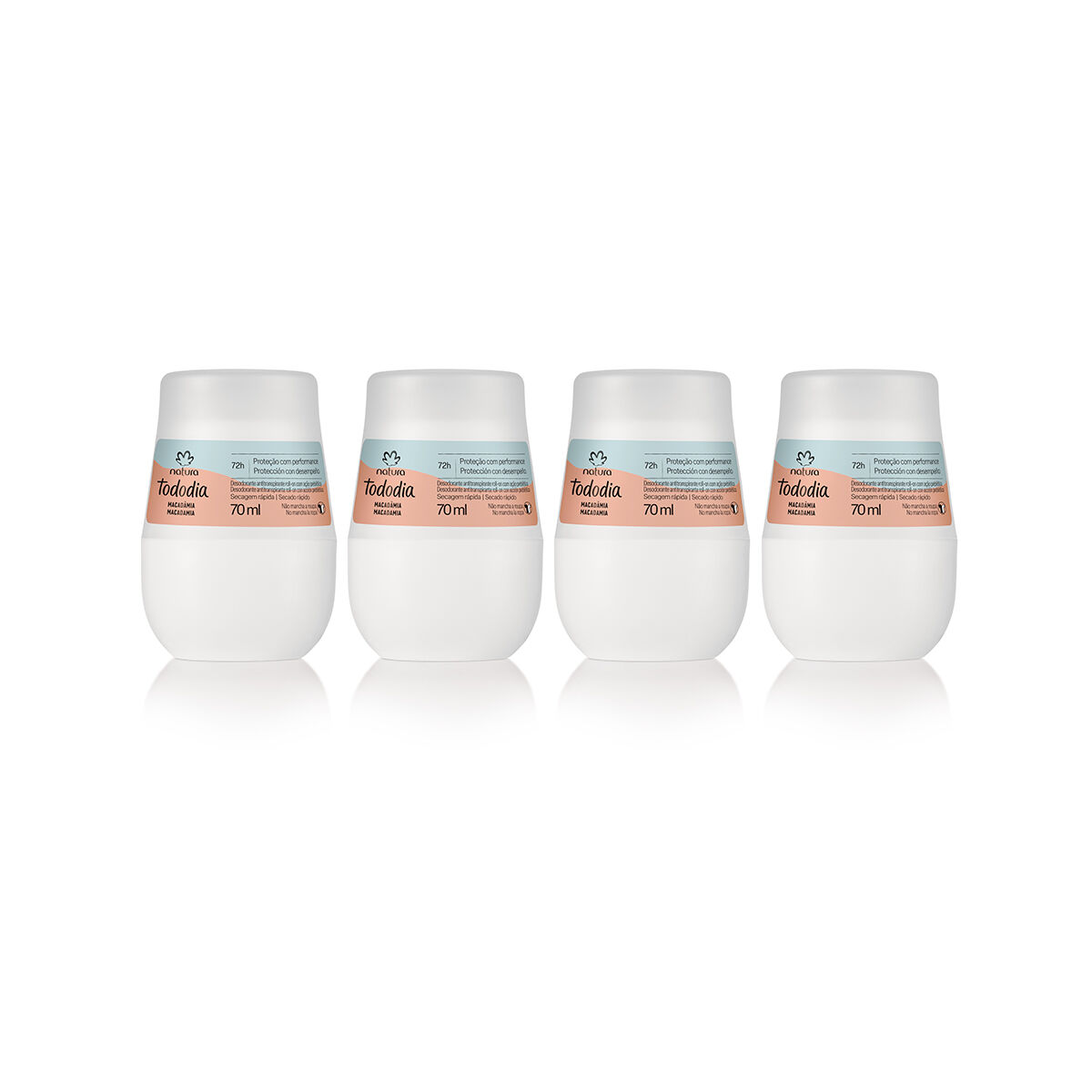 Kit Desodorantes Antitranspirantes Roll On Tododia Macadamia 4 unidades 70 ml
