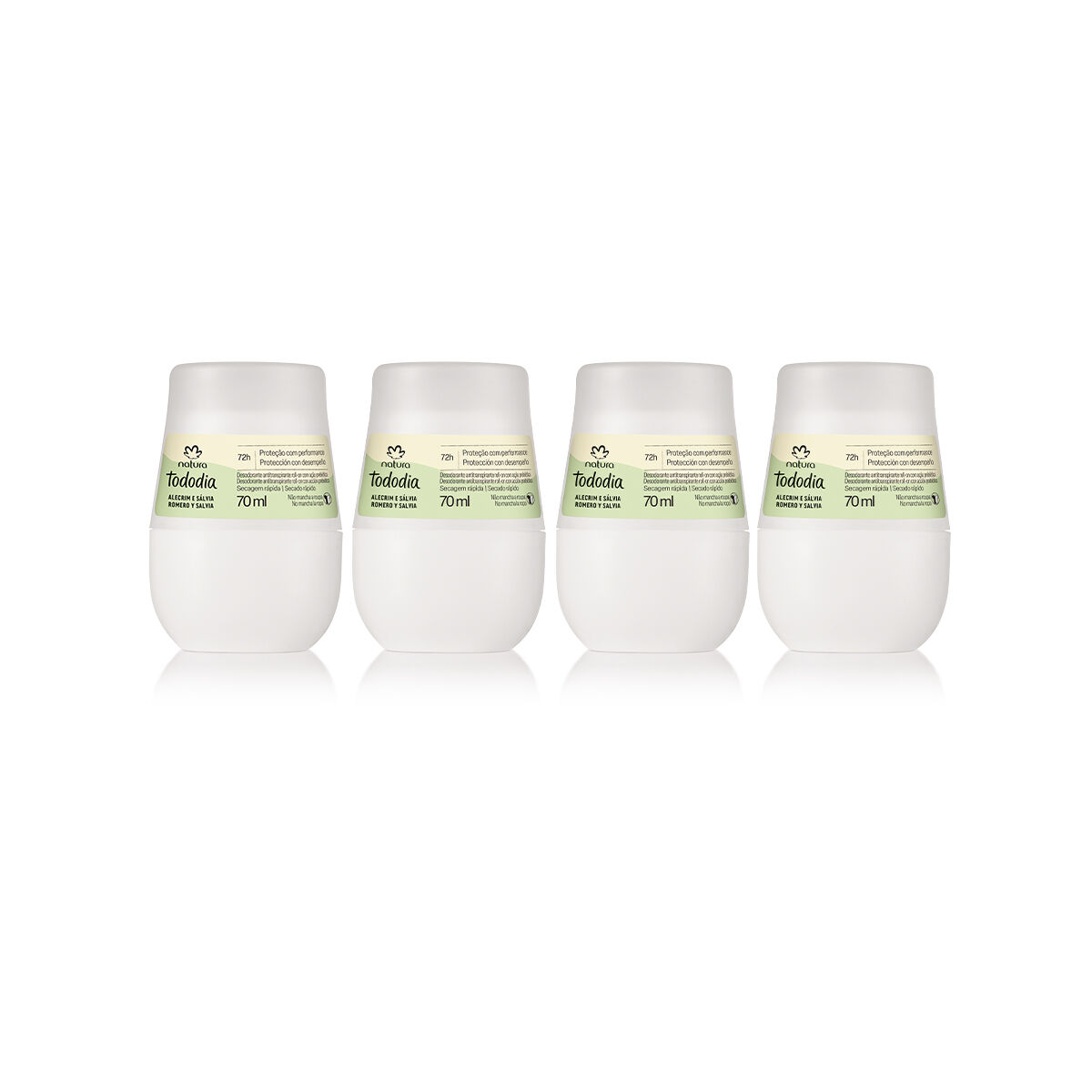 Kit Desodorantes Antitranspirantes Roll on Alecrim e Salvia 4 unidades 70